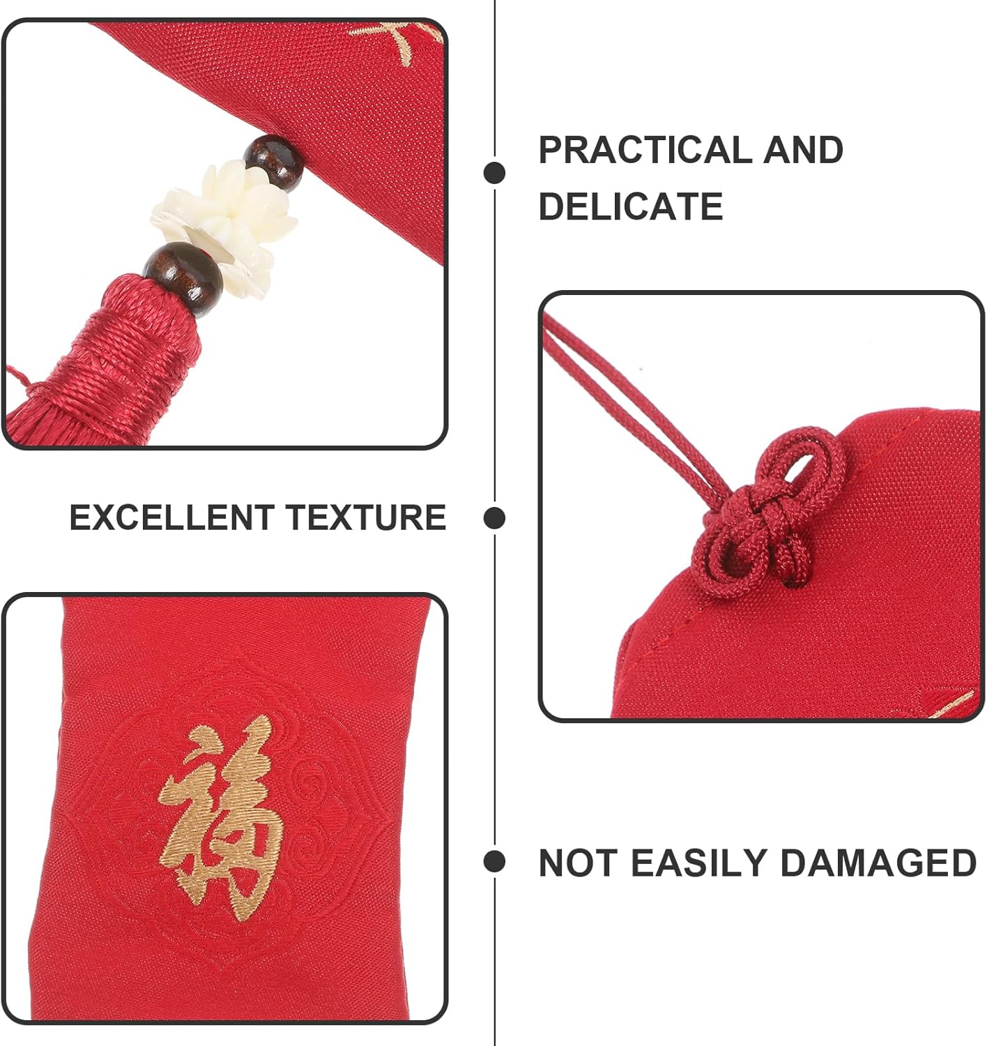 LOGOFUN 3pcs Red Chinese Style Scent Sachet with Tassel