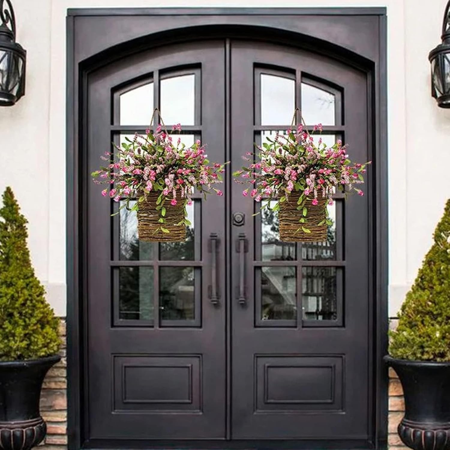 Wildflower Door Wreath Spring Summer Decor Farmhouse Welcome Sign for Home Wedding Mothers Day and Seasonal Celebrations