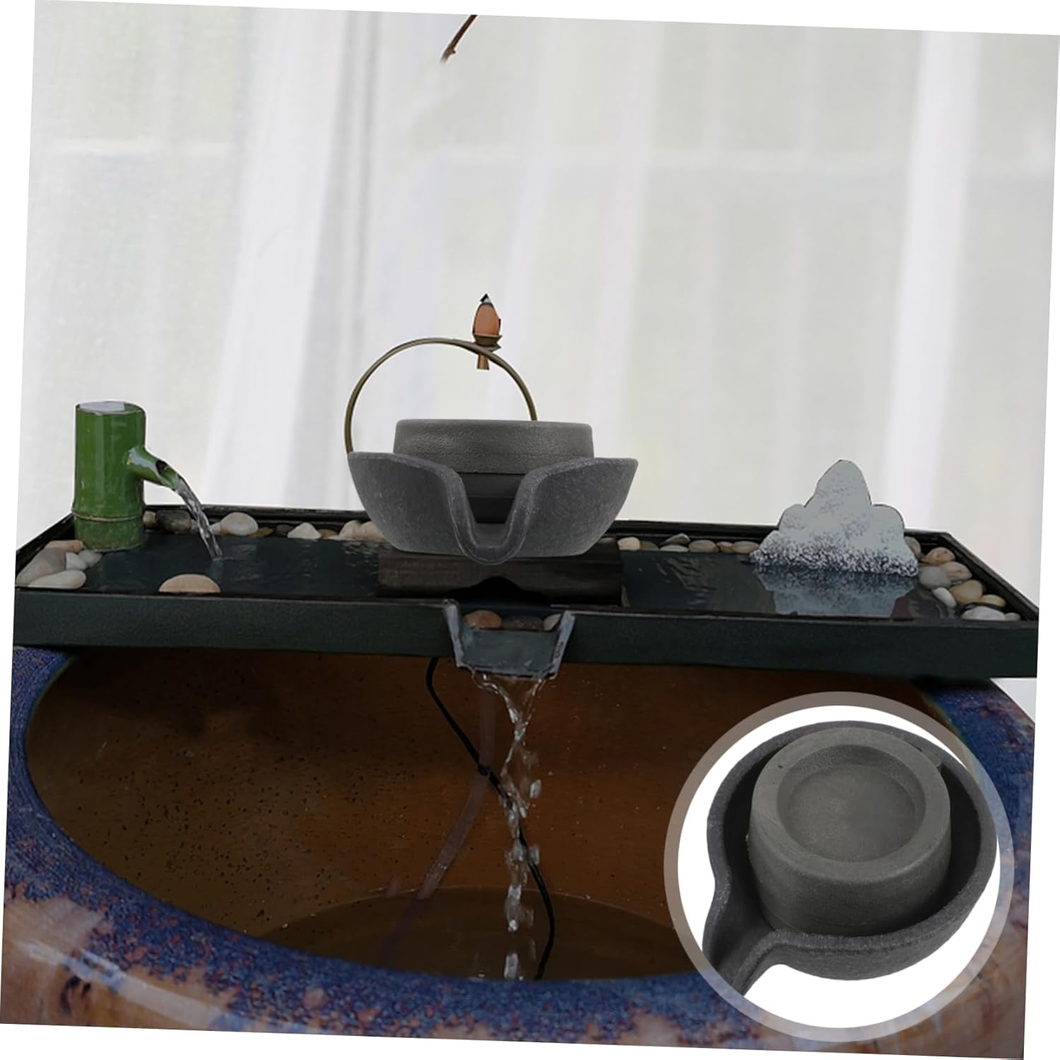BESPORTBLE Rotating Desk Fountain Water Mill Decor