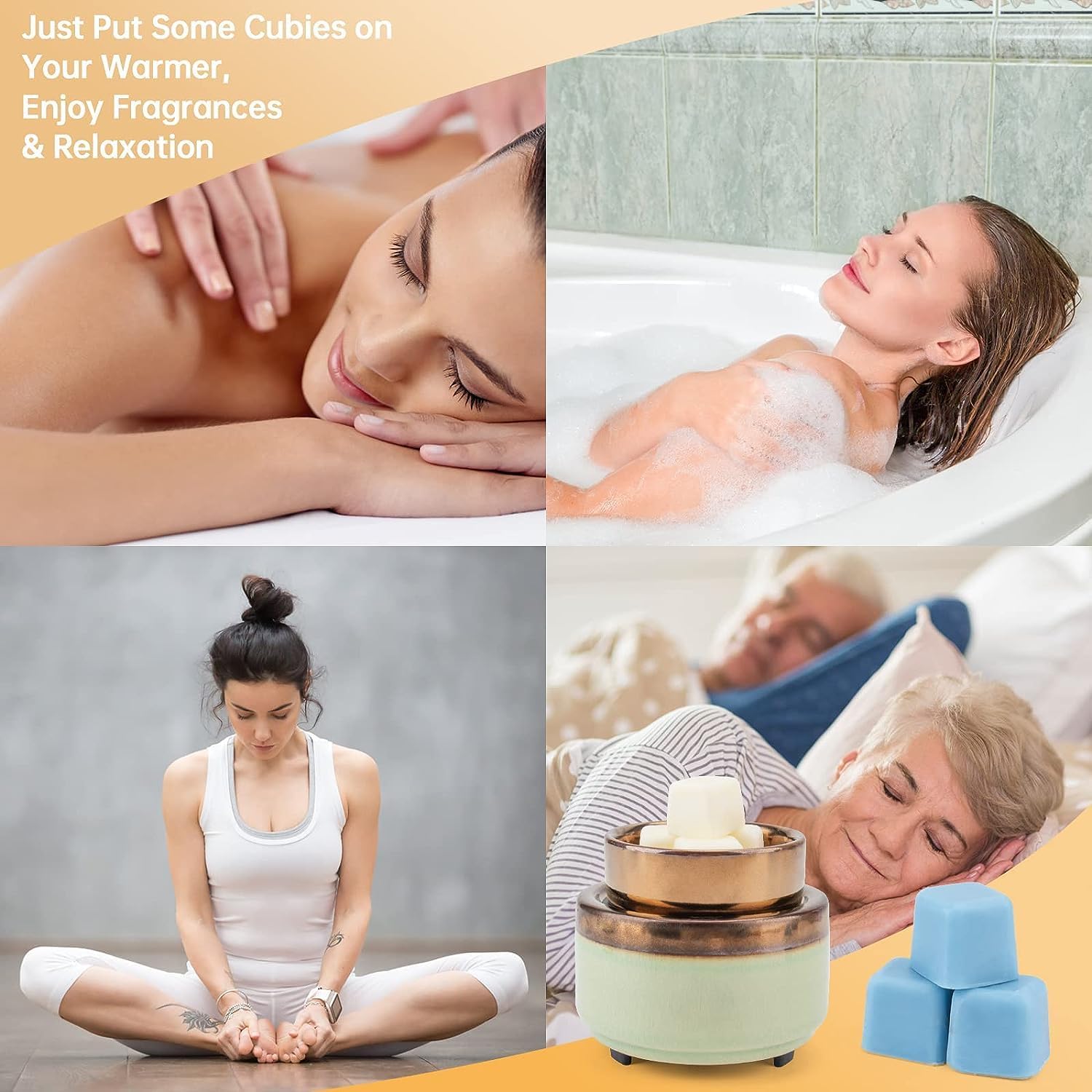 UCC Wax Melts 4 Pack - Wild Mint Eucalyptus Rose Sandalwood Gold Amber Leaves Clean Cotton