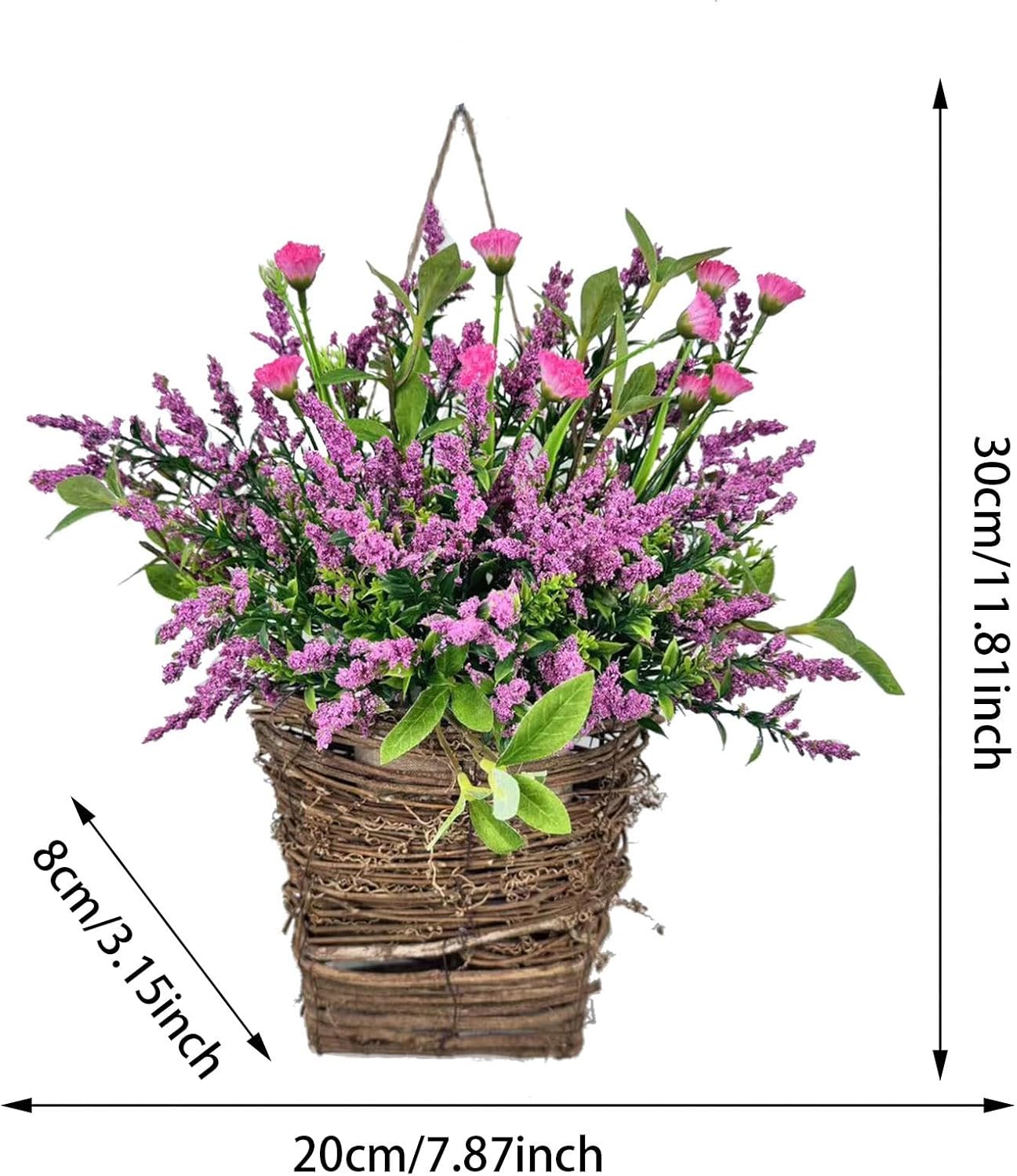 Pink Berry Wildflower Basket Wreath Door Decor