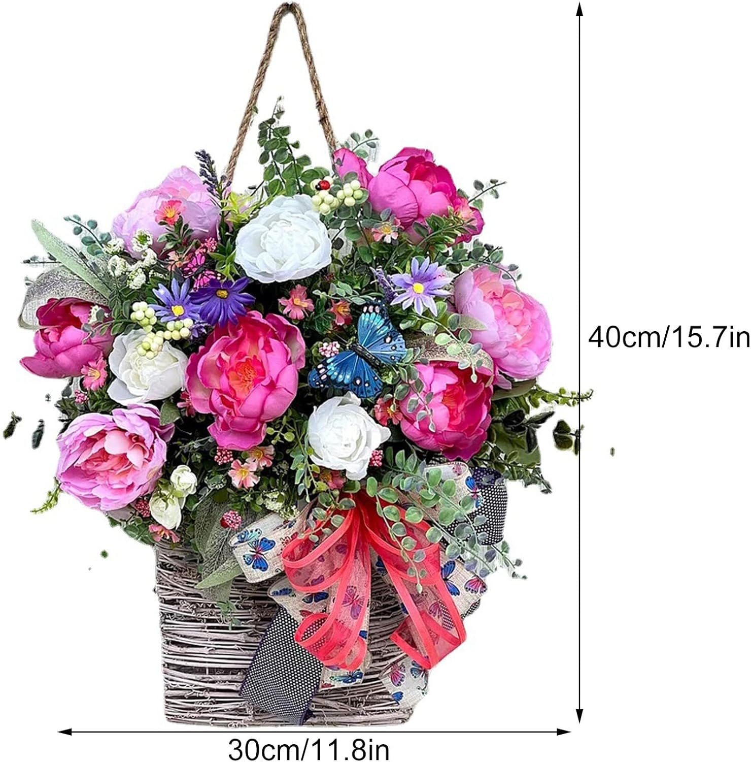 Spring Basket Wreath Door Hanger Decor