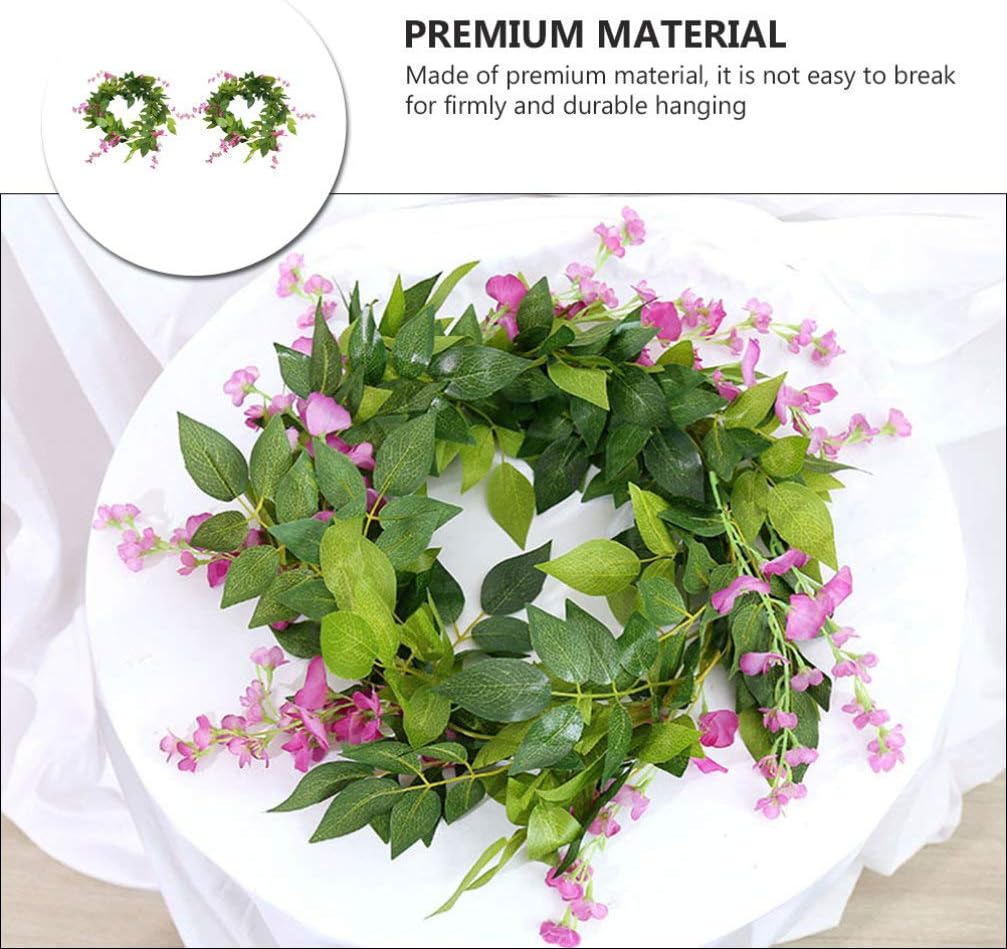 2pcs Artificial Wisteria Flower Wreath Front Door Decor
