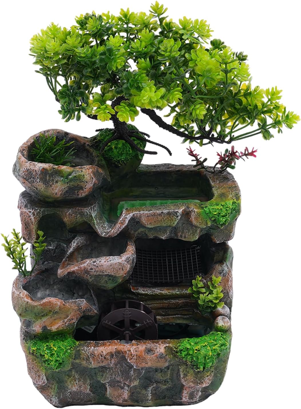 Genseino Tabletop Water Fountain with LED Lights and Atomizer