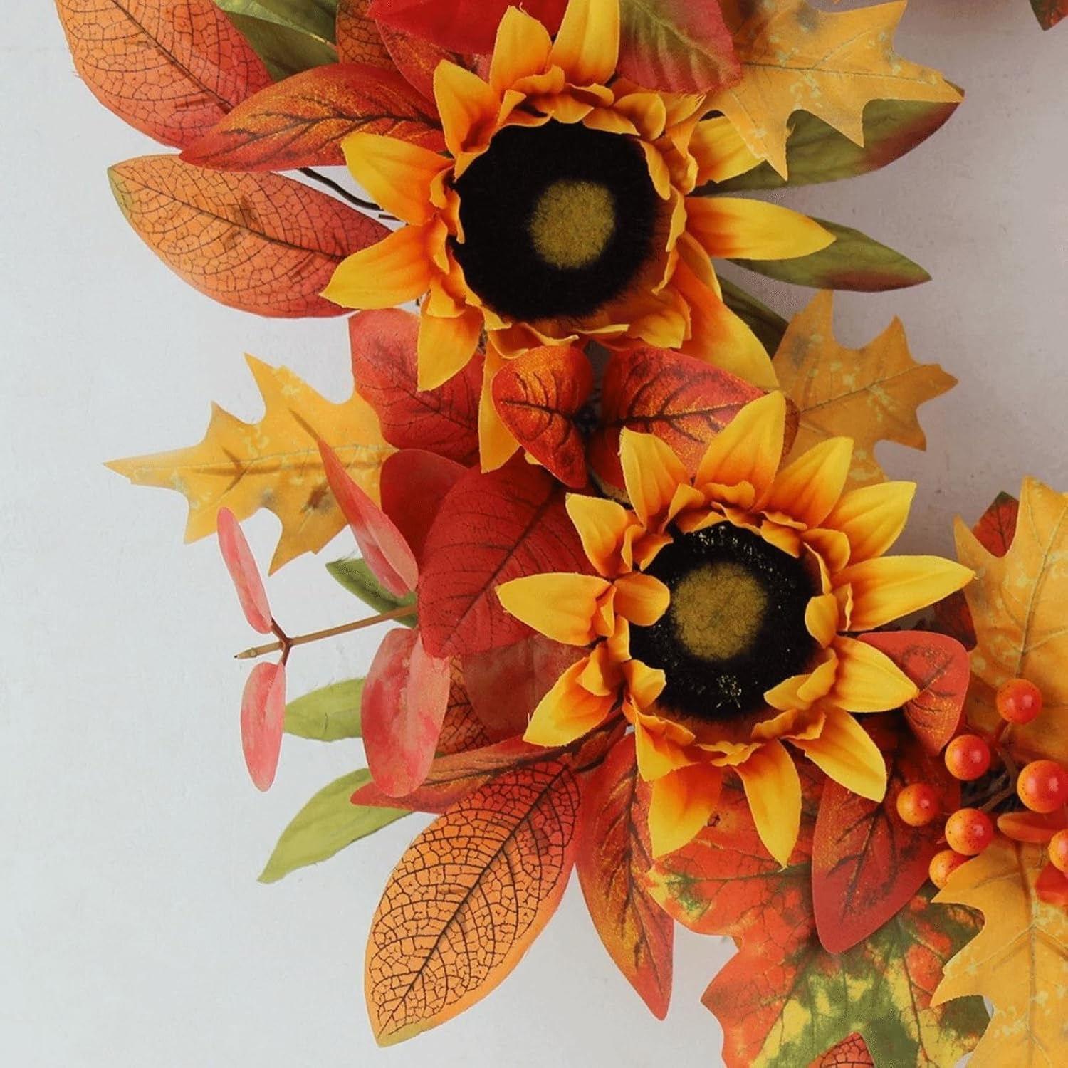 Orange Plastic Wreath 16x16 Inches Lightweight Home Decor