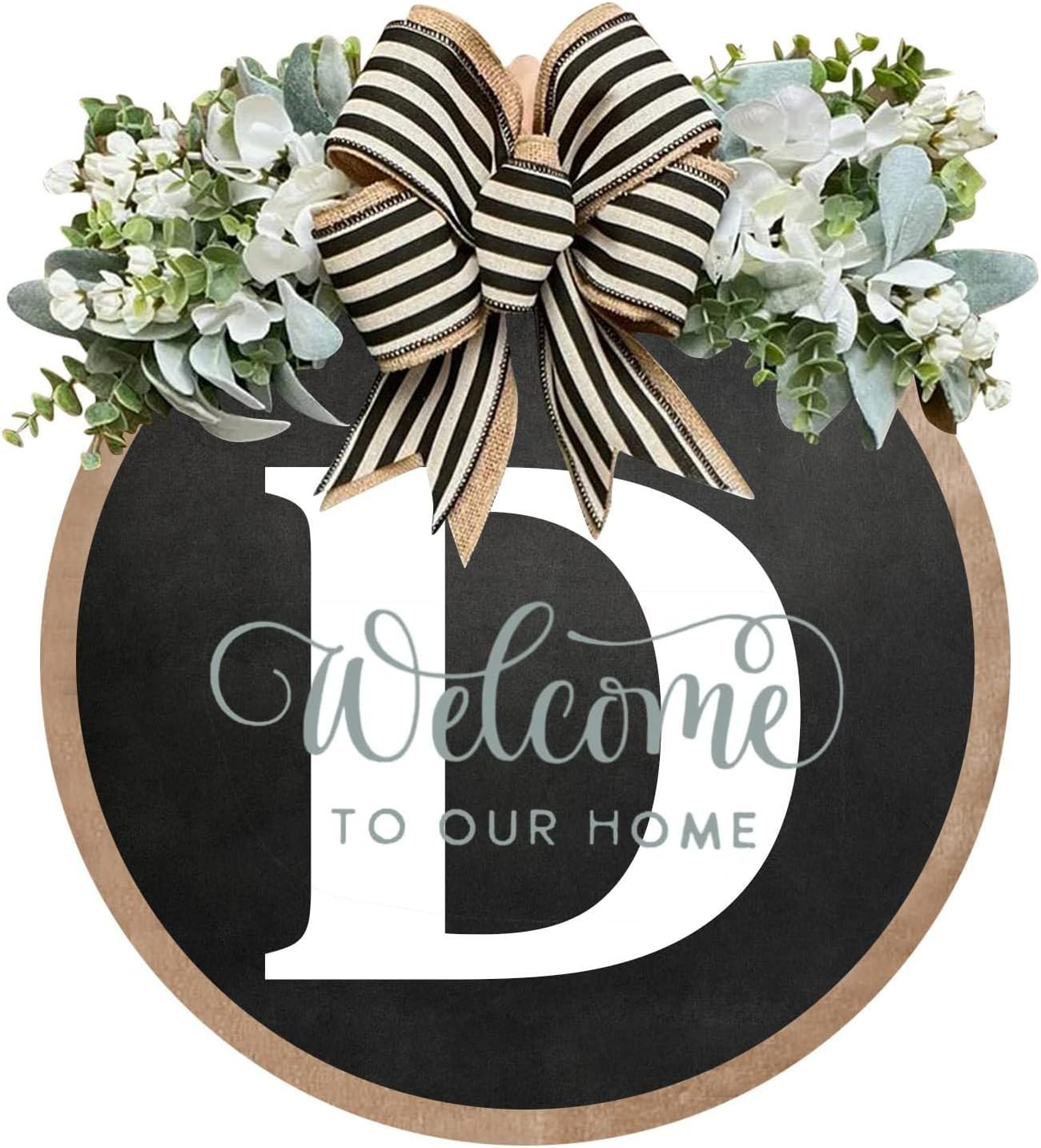 BILLAMB Circular Surname Front Door Welcome Sign Wreath