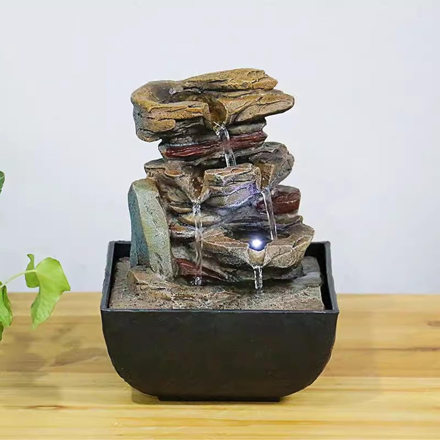 Modern Tabletop Waterfall Fountain with Rockery Design