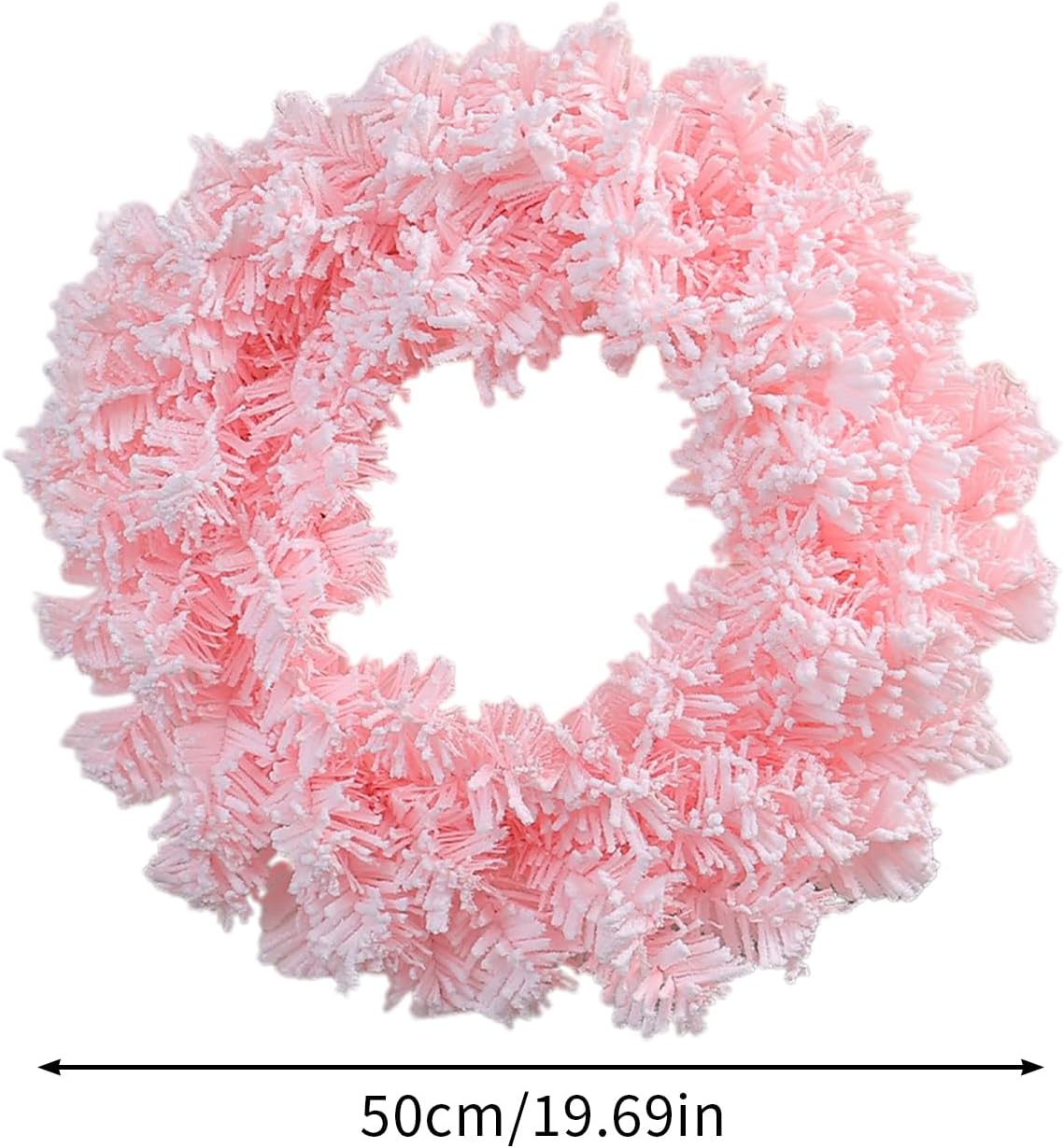 Light Pink Flocked Artificial Christmas Wreath