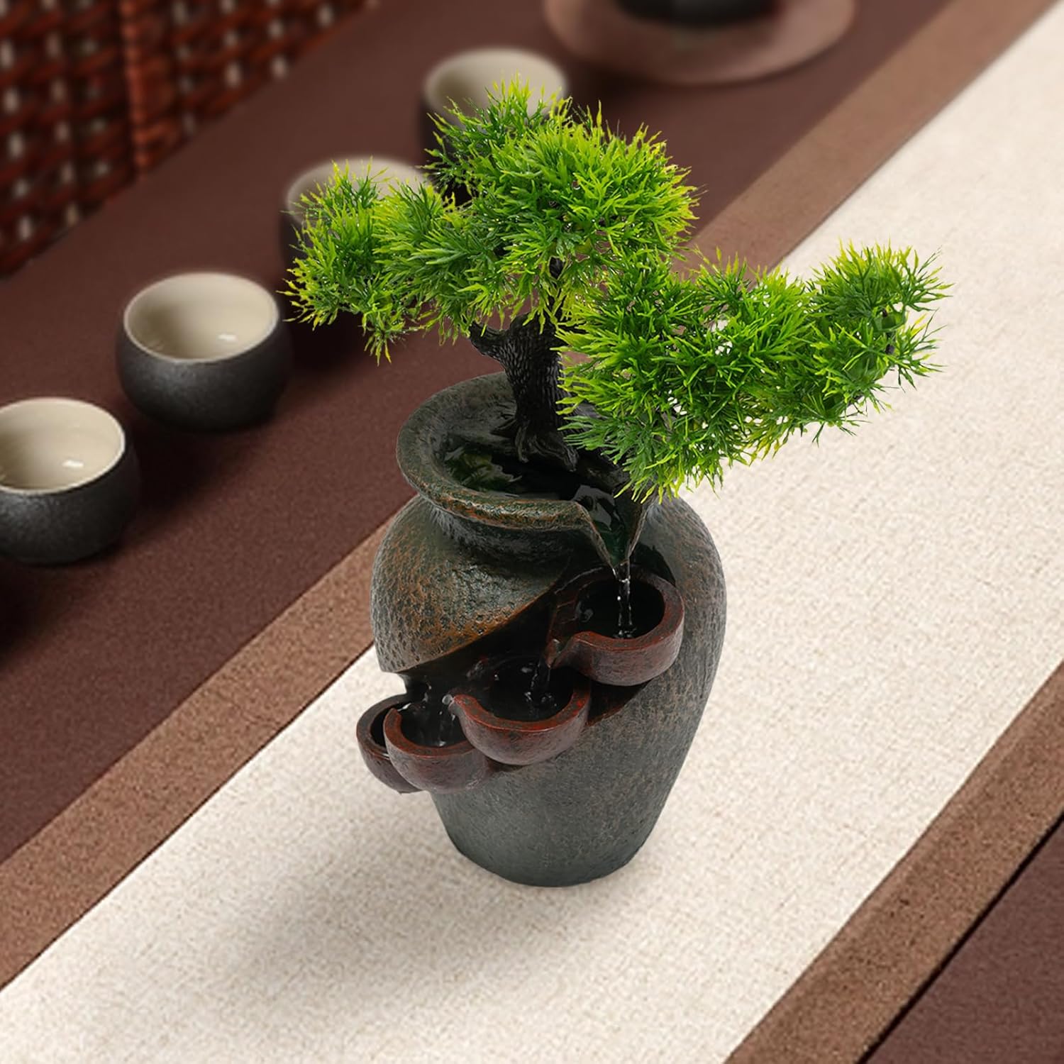 OUKANING 4 Level Tabletop Water Fountain