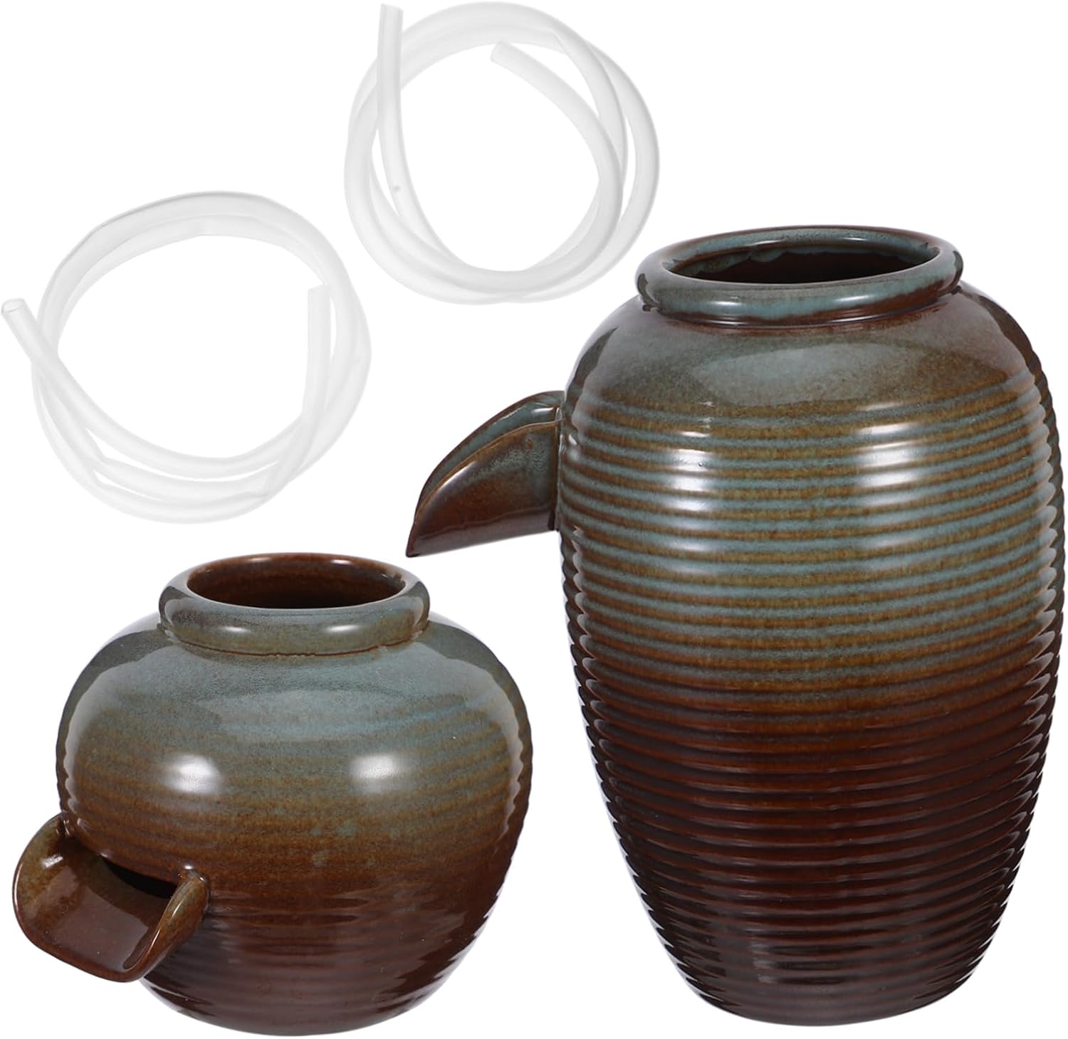 LIFKOME 2pcs Ceramic Tabletop Fountain for Indoor Decor
