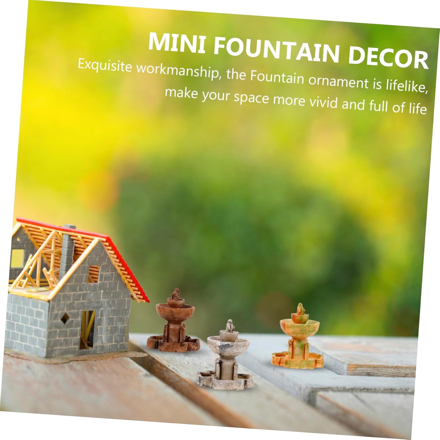 Hemoton 3Pcs Miniature Resin Tabletop Fountain Decoration