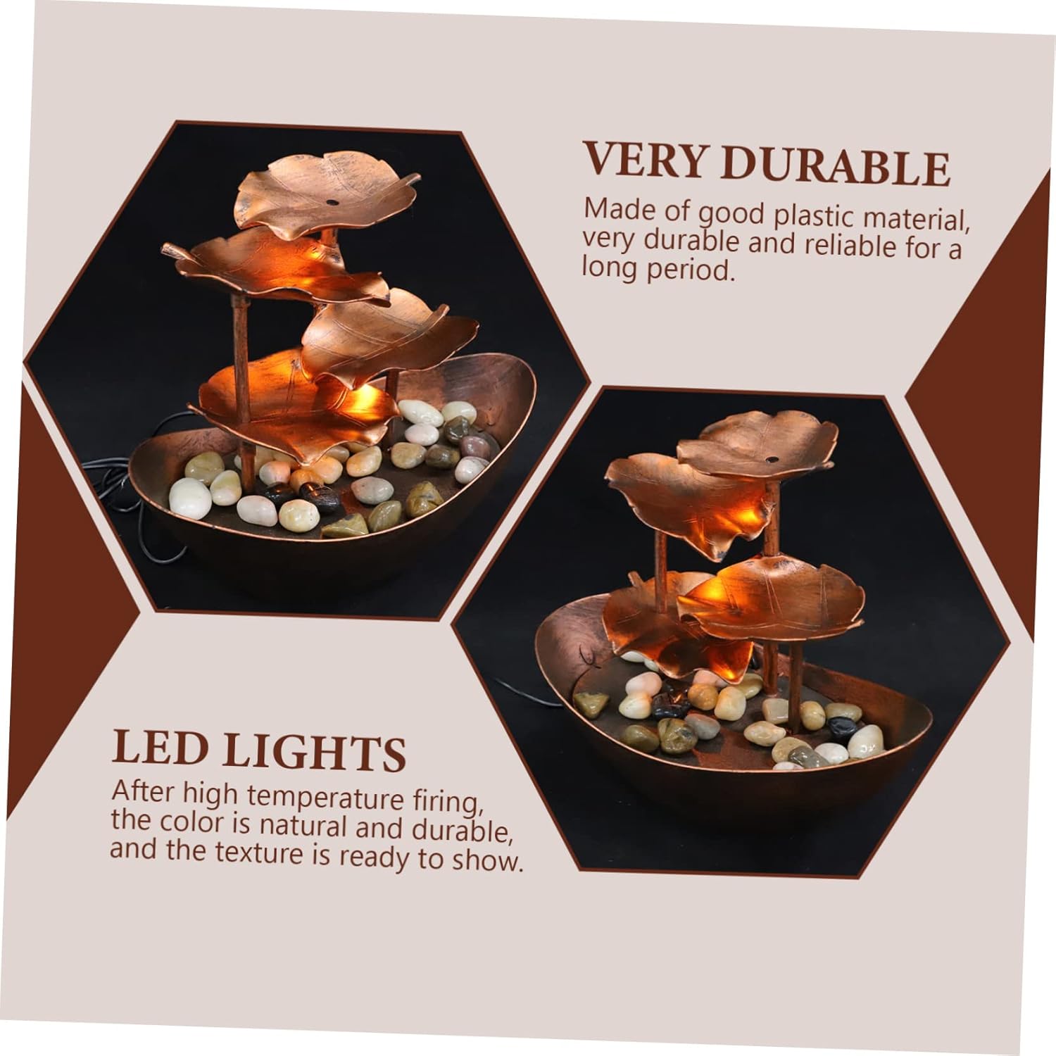 Running Water Ornament Lotus Leaf Tabletop Fountain for Home