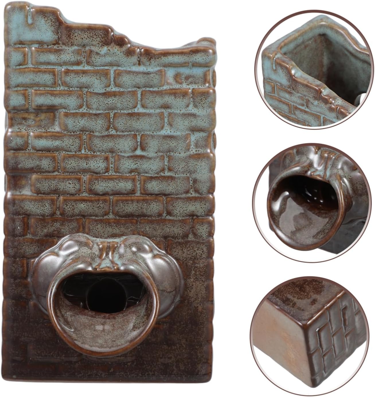 POPETPOP Rustic Water Fountain Ceramic Planter for Hydroponic and Fish Tank Decor