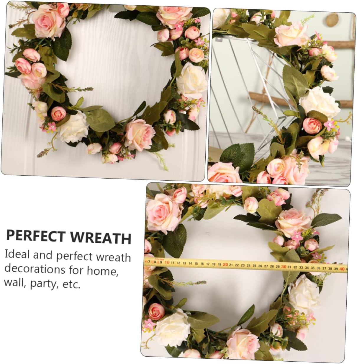 ERINGOGO Pink Rose Wreath Hanger Front Door Decor
