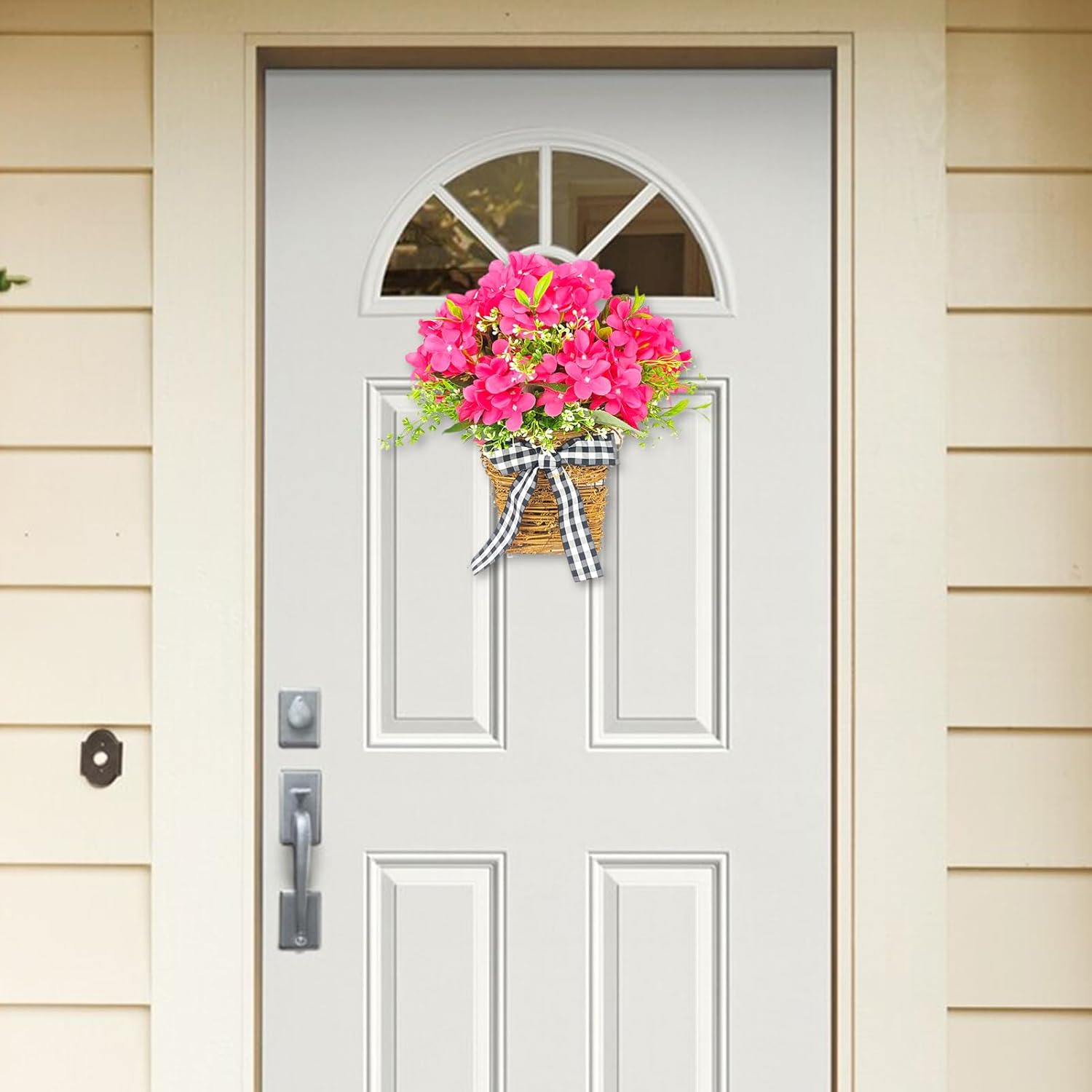 Artificial Geranium Door Wreath Basket Decor