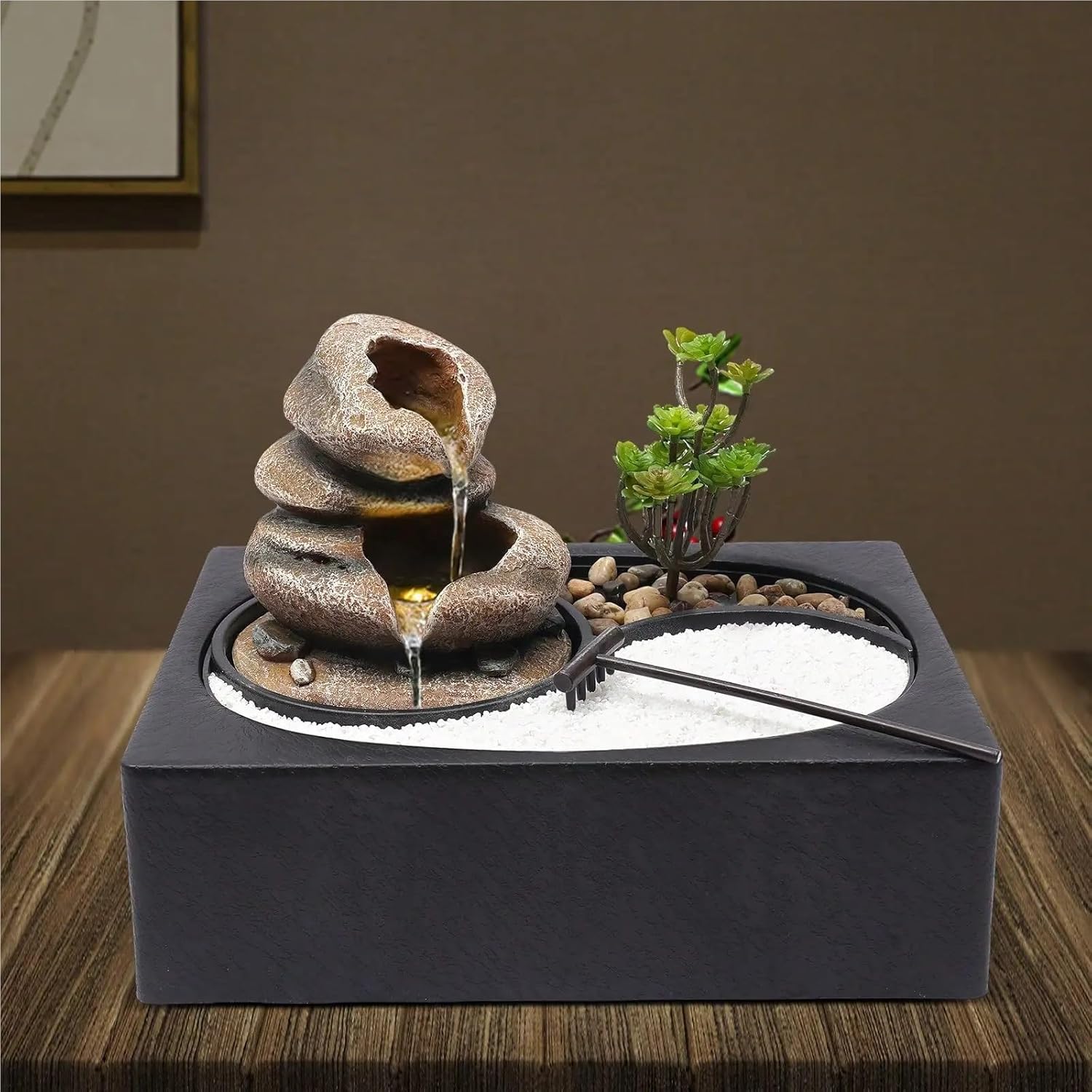114x83x87in Tabletop Water Fountain with LED Light