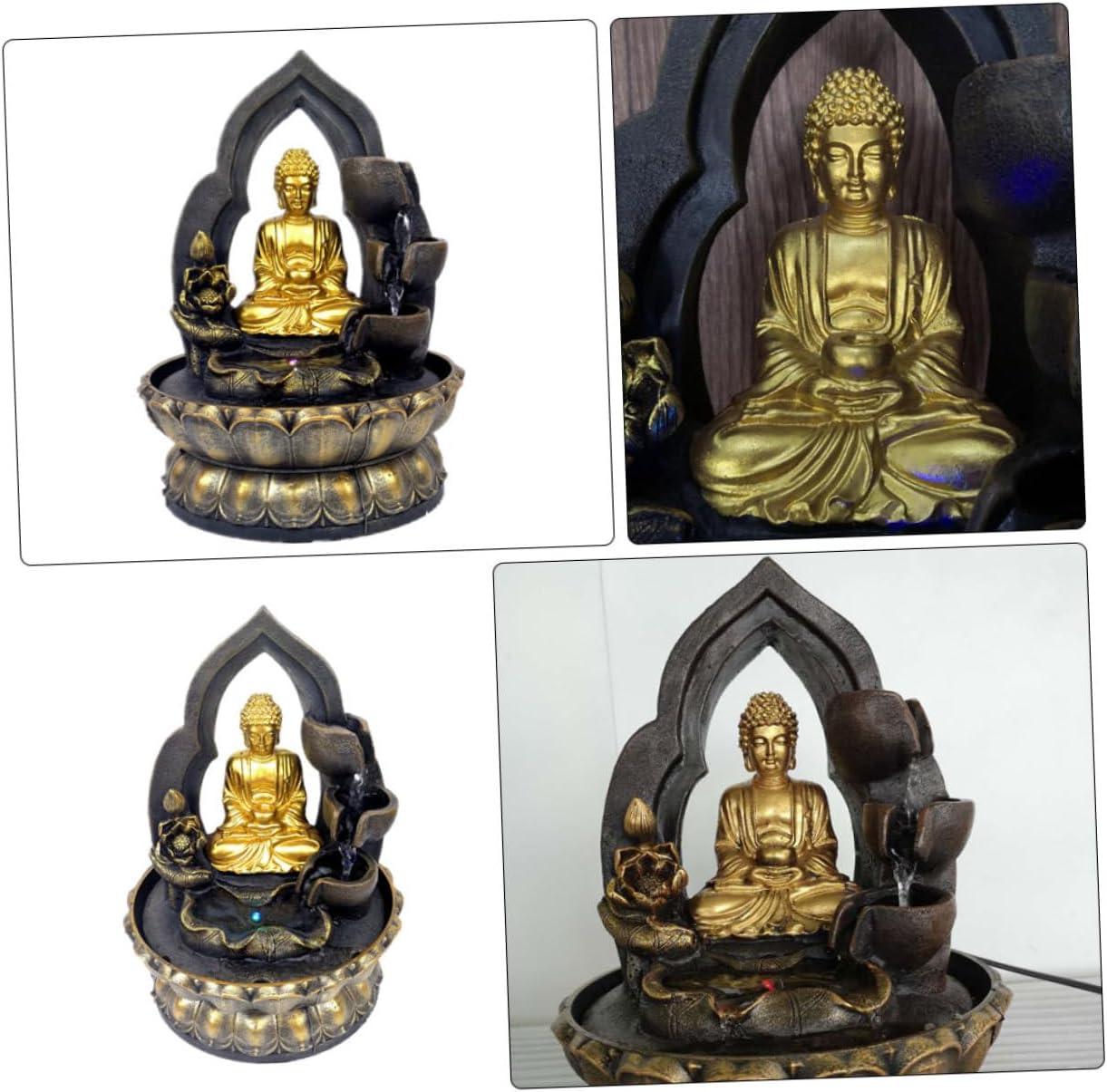 Buddha Statue Resin Tabletop Fountain with LED Light