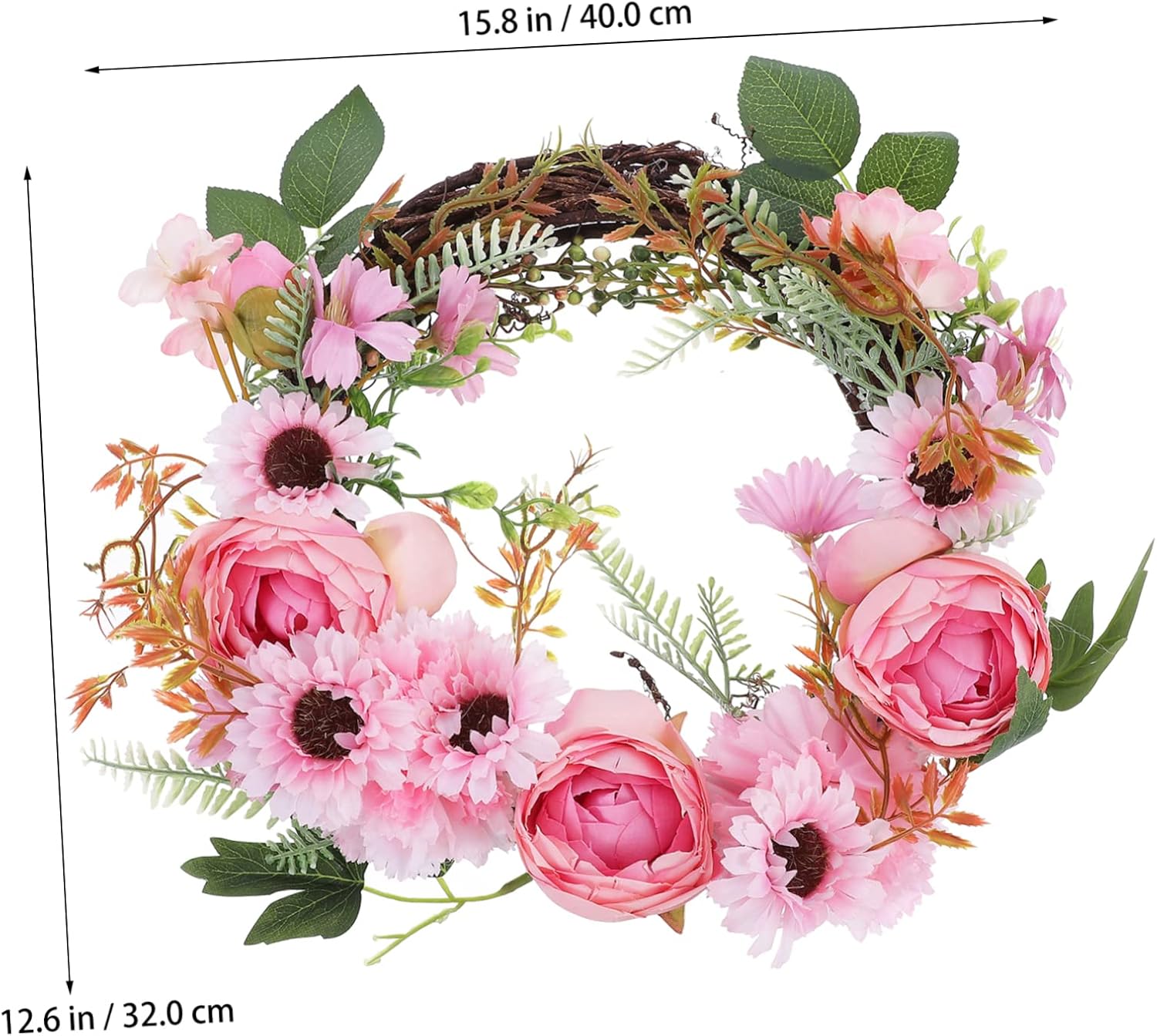 Realistic Peony Flower Wreath Door Decor Hanger Spring Garland Over Door Hanging Wreath