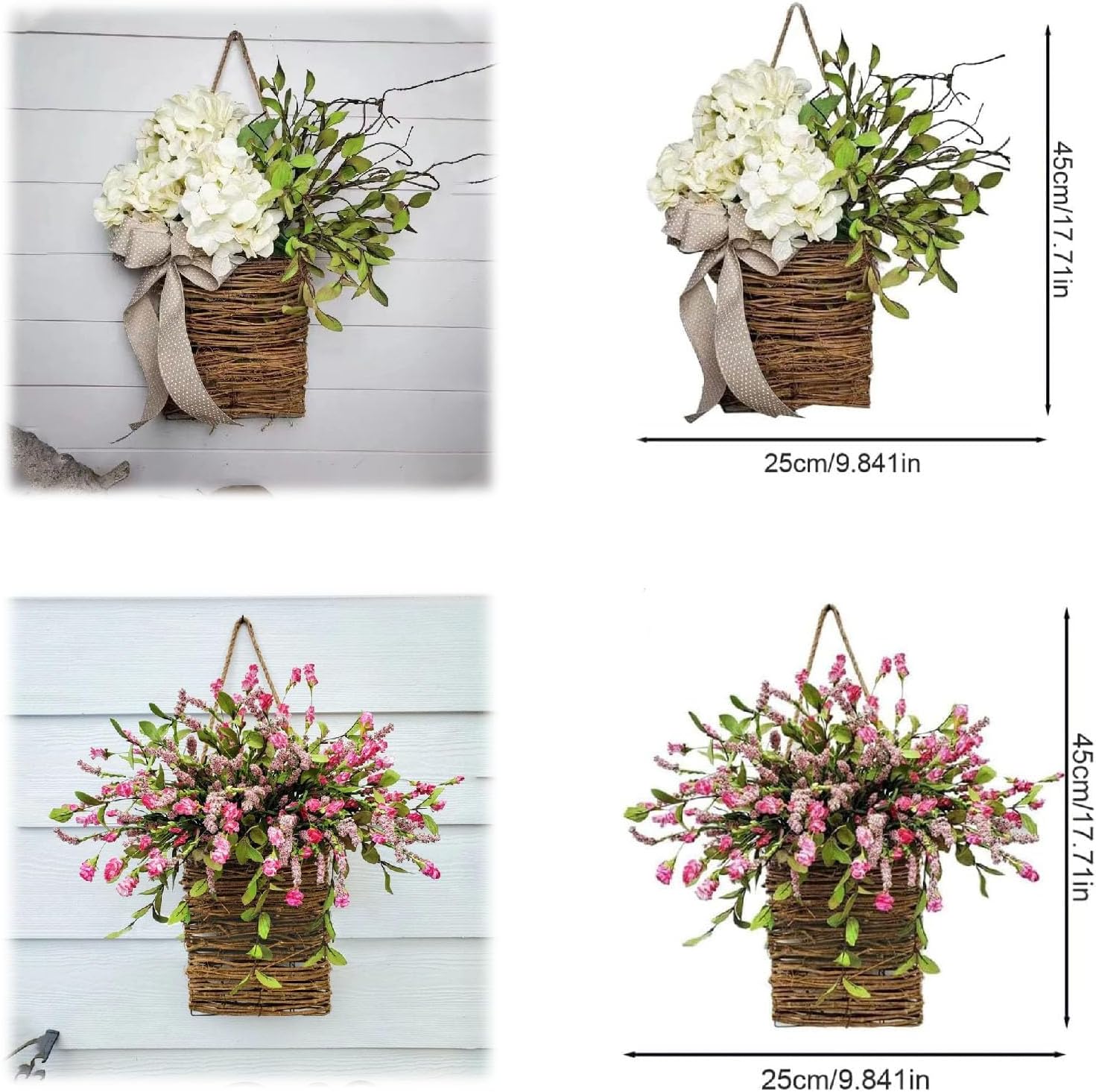 Cream Hydrangea Door Hanger Basket Wreath