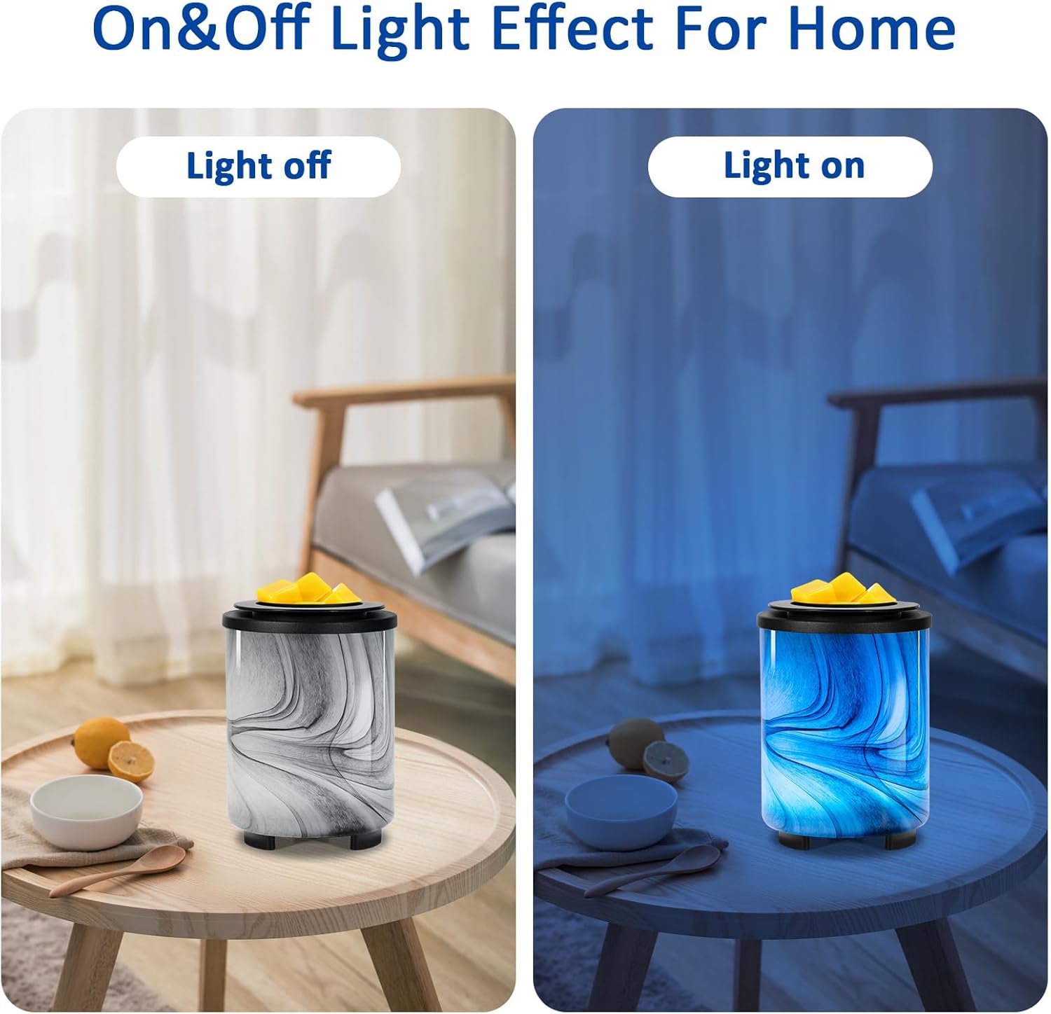 Electric Wax Melt Warmer with 7-Color LED Light and Art-Glass Design