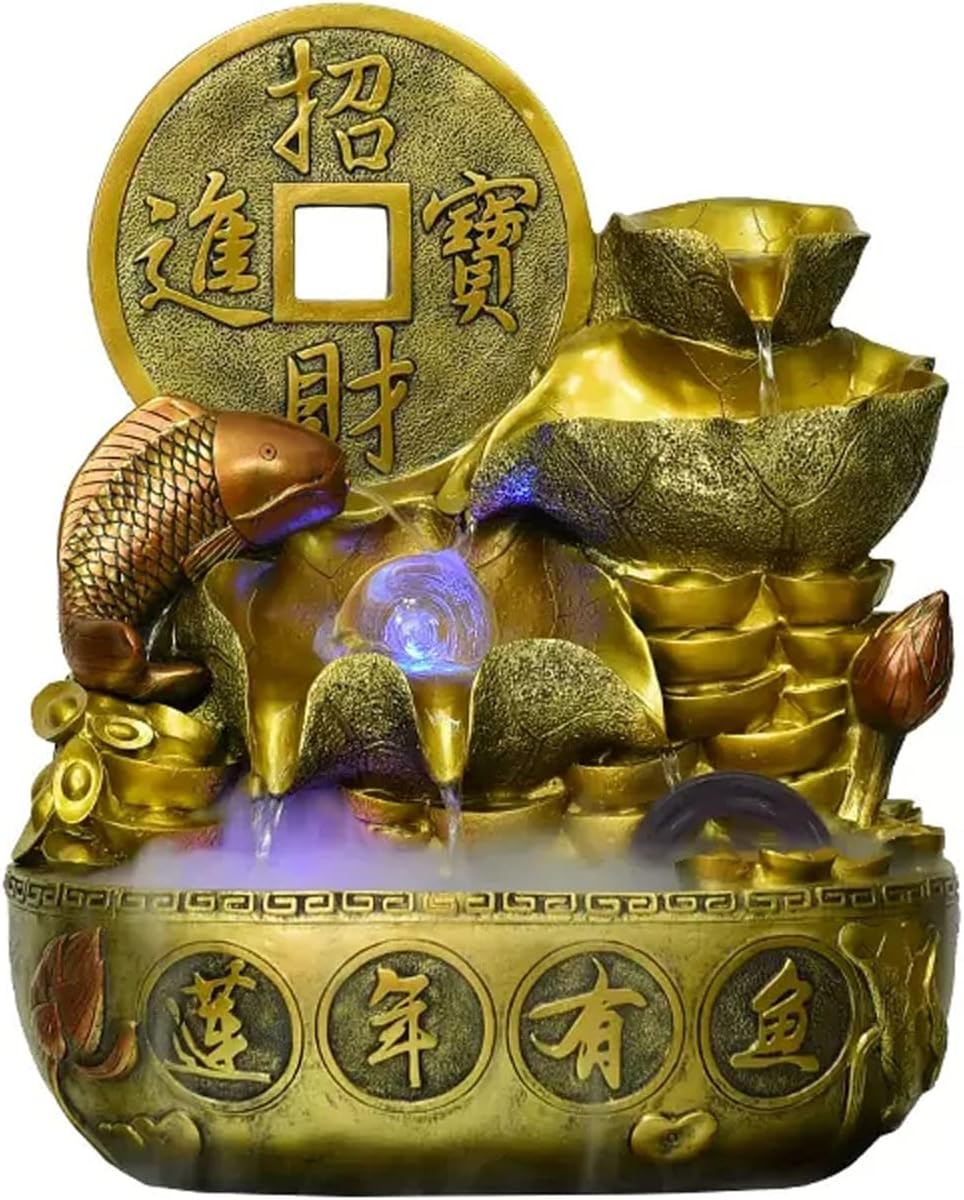 Gold Indoor Fountain for Home and Office Decor
