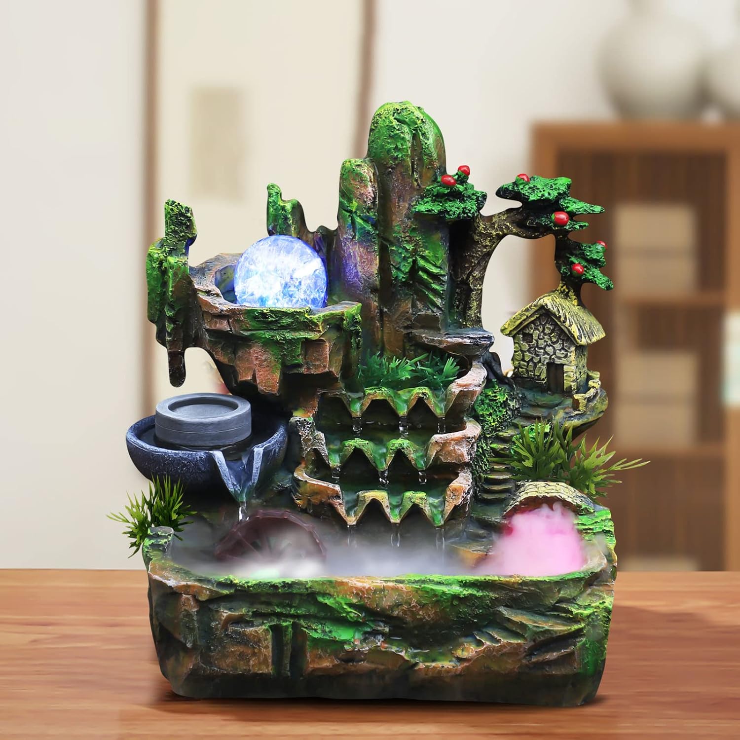 GXFCHYL Tabletop Rockery Fountain with LED Light