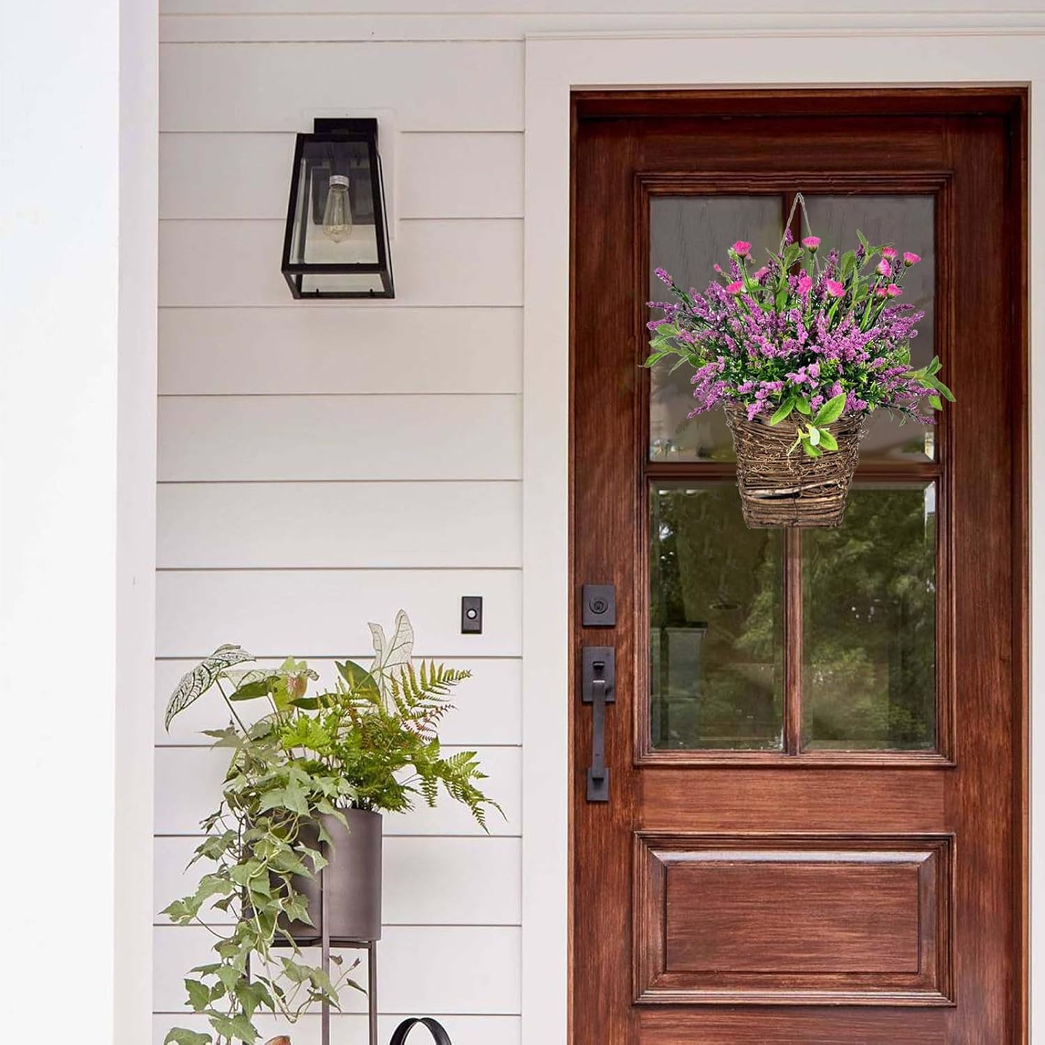 Pink Berry Wildflower Basket Wreath Door Decor
