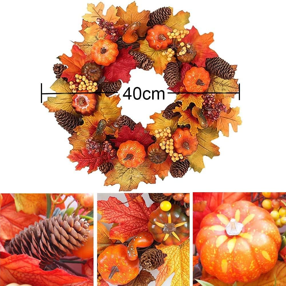 Autumn Wreath with Maple Leaves and Berries
