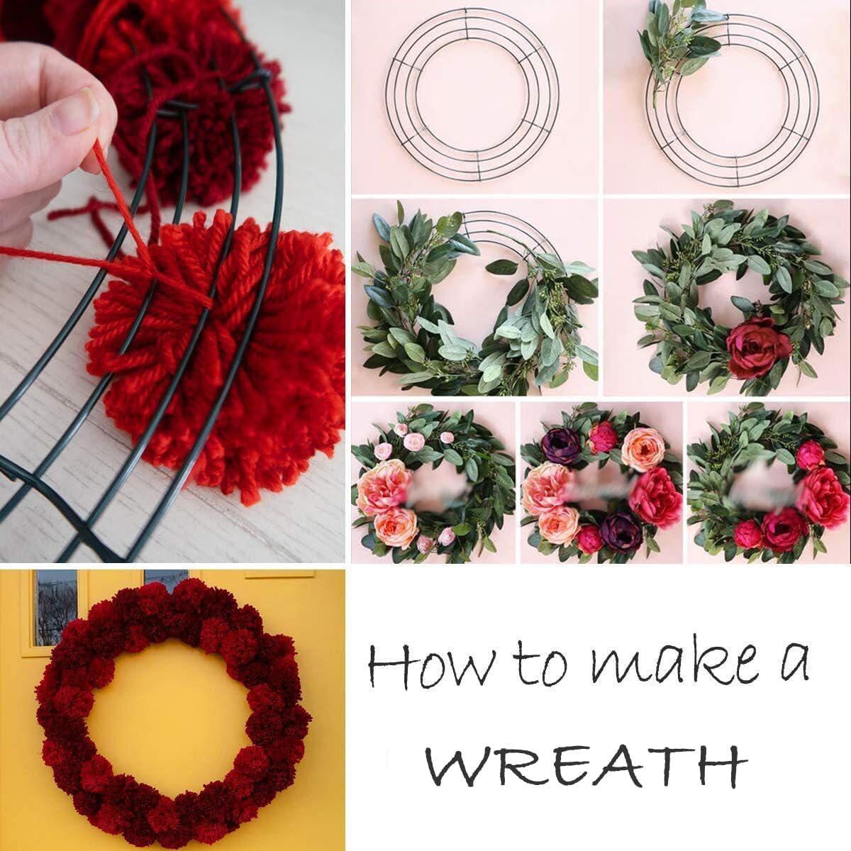 YYCRAFT 10 Inch Metal Floral Wreath Frame Green 4 Pack
