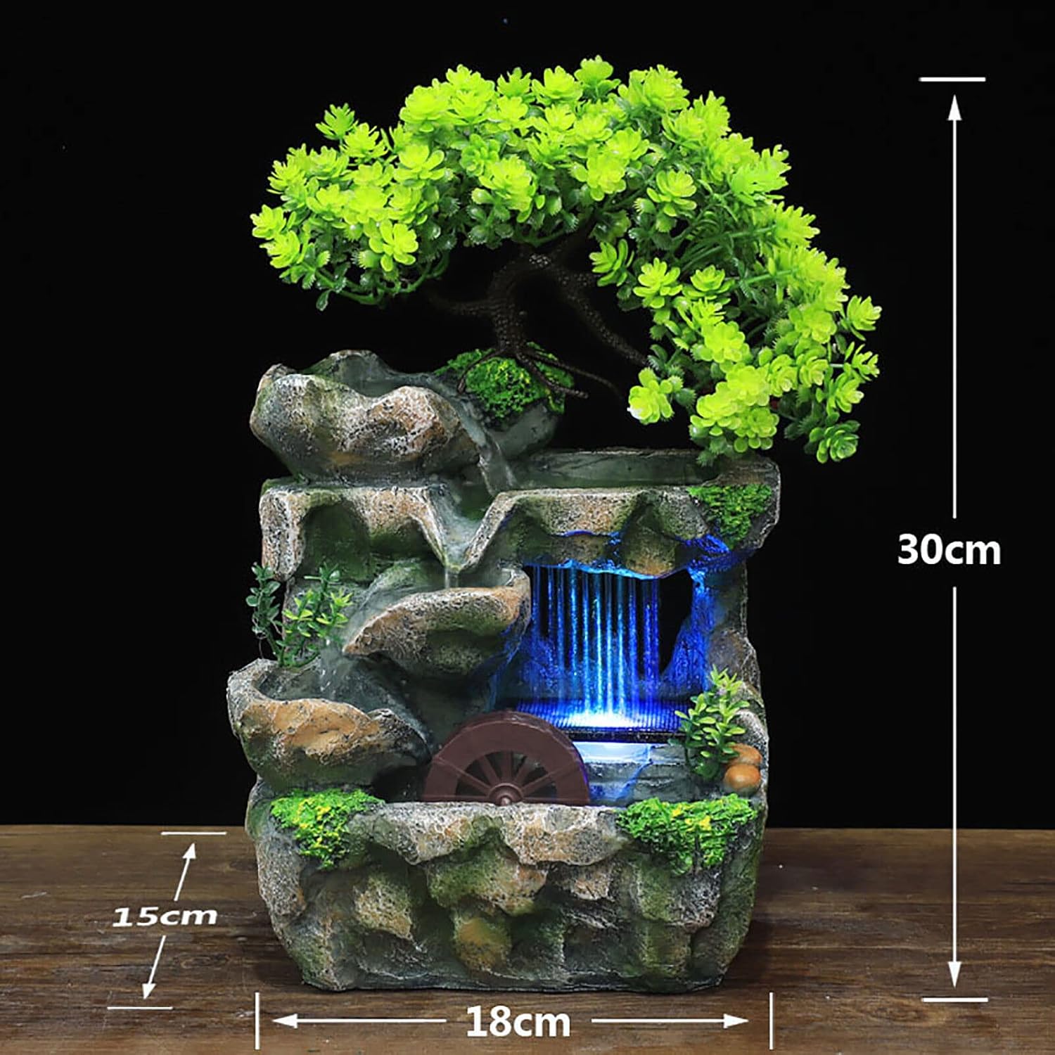 Goudergo Tabletop Waterfall Fountain with LED Lighting