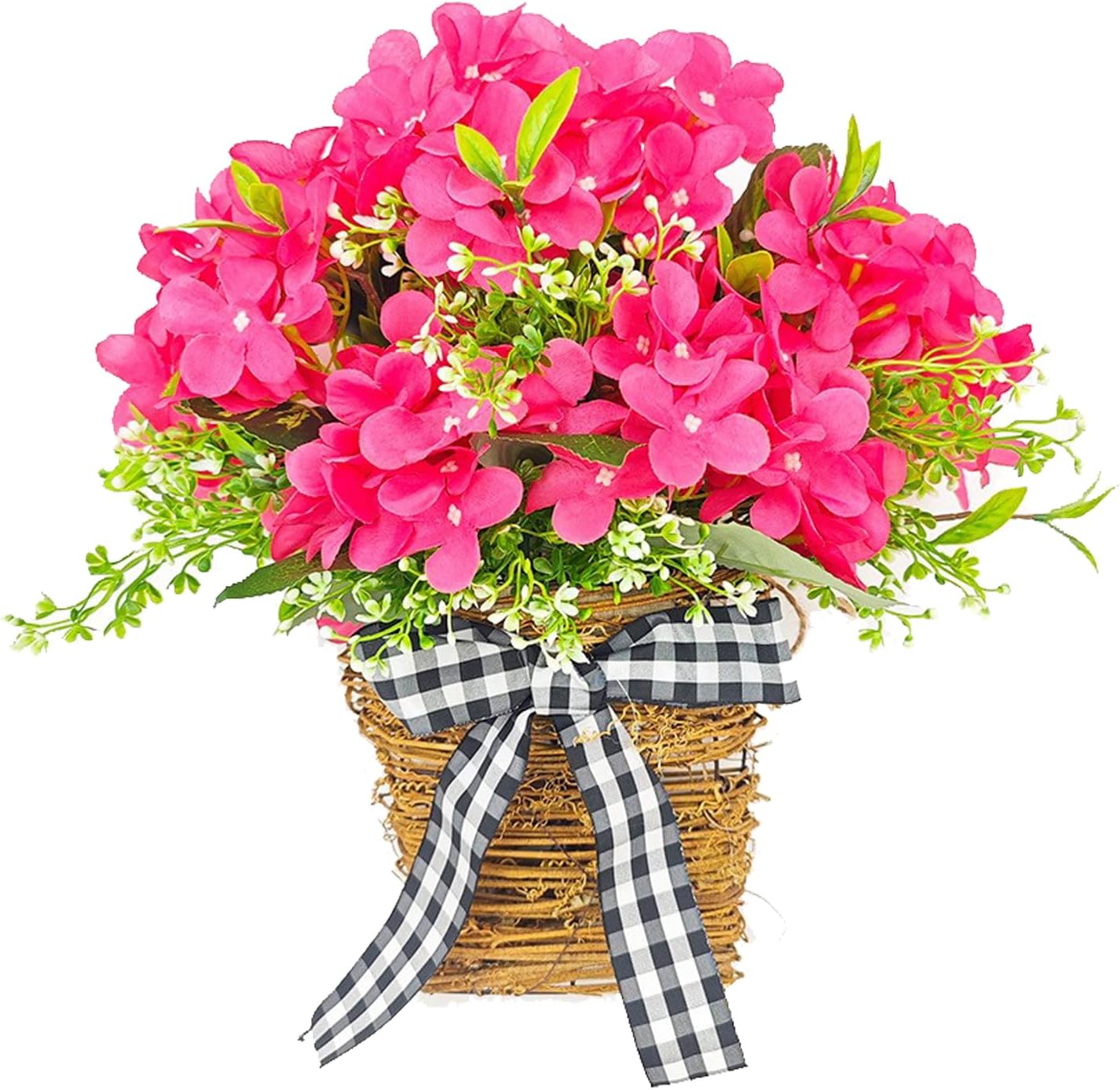 Artificial Geranium Door Wreath Basket Decor