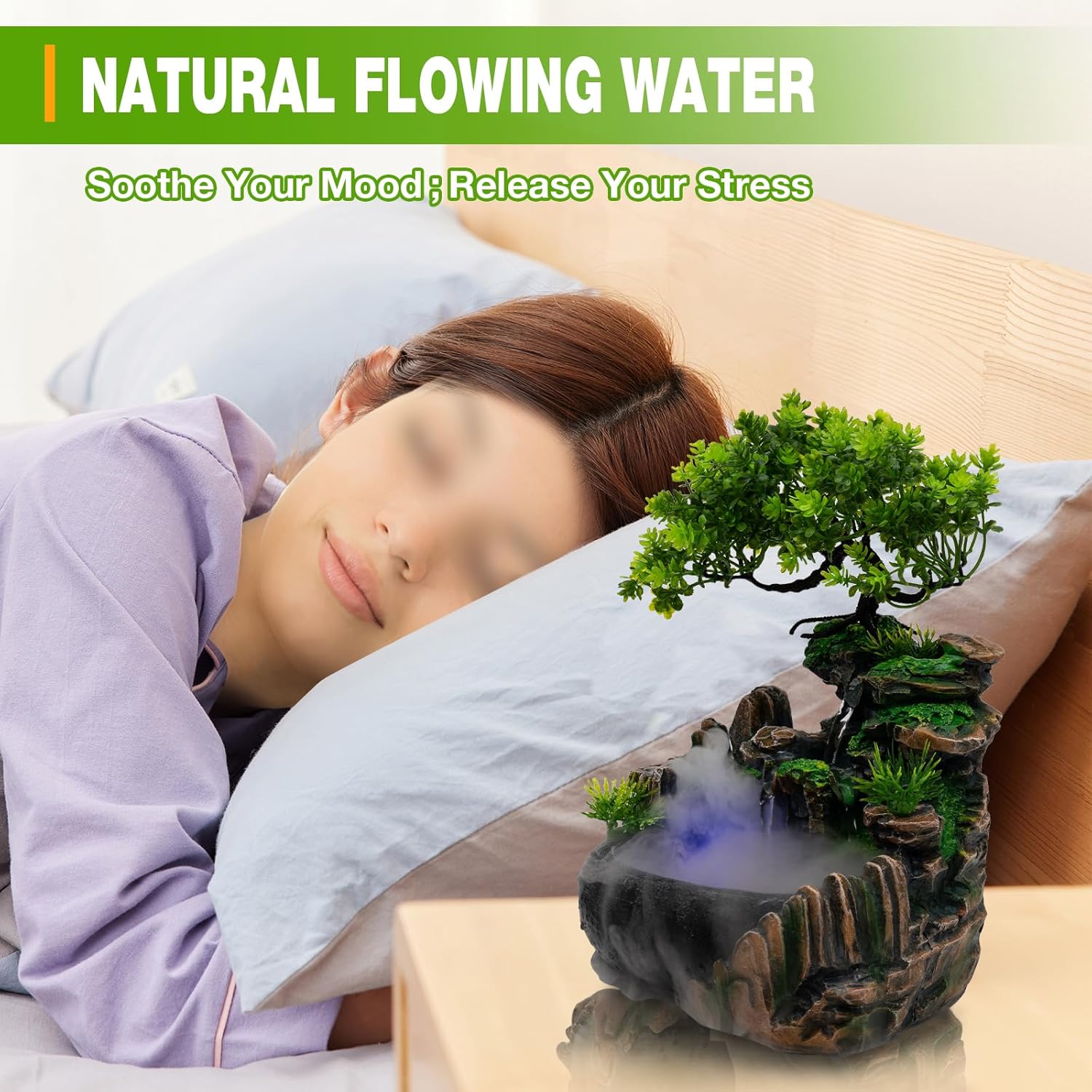 Elegant LED Water Fountain with Humidifier and Pump