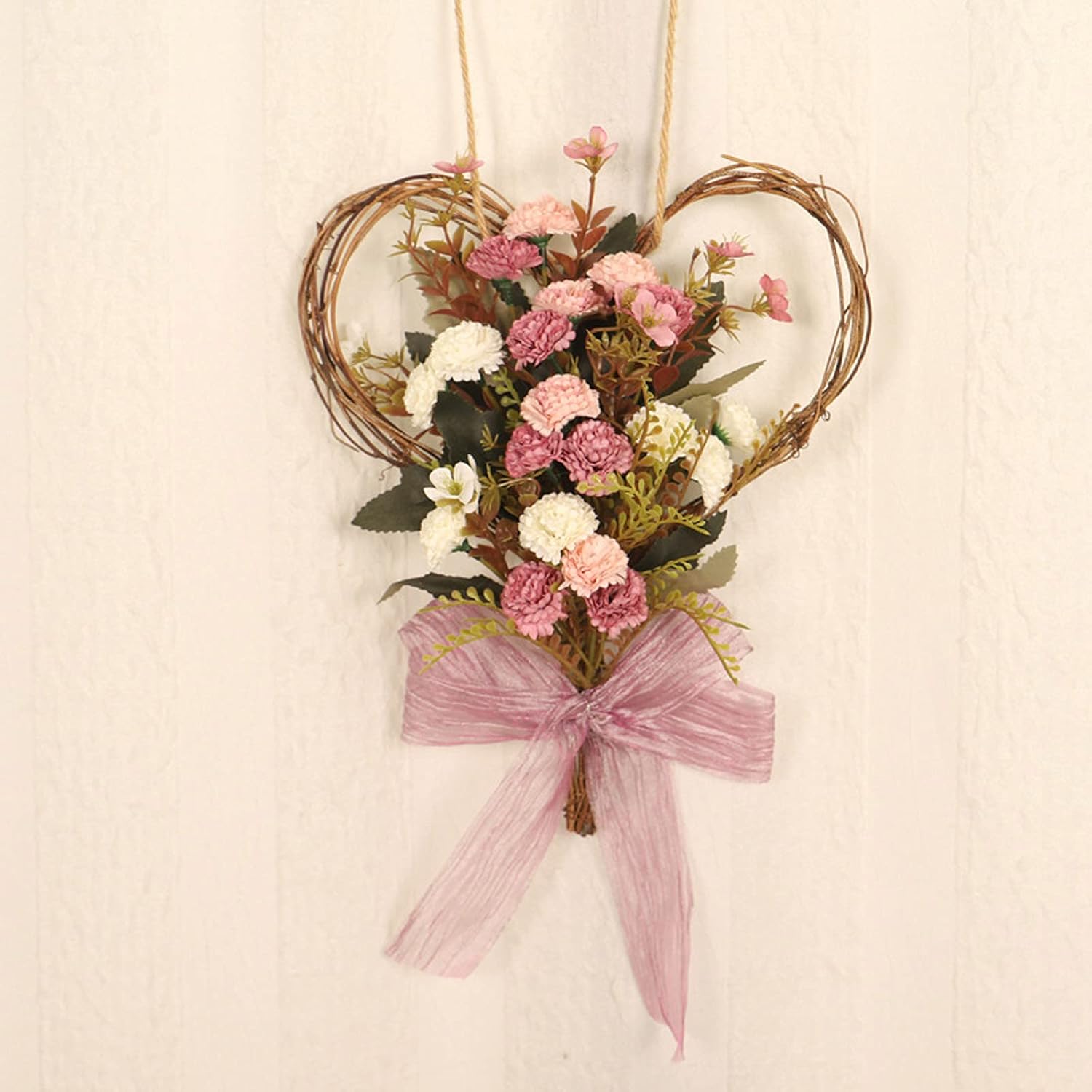 Artificial Carnations Wreath 14 Inch Front Door Decor