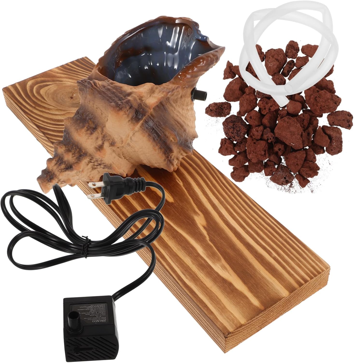 PRETYZOOM Tabletop Water Fountain with Sea Conch Pump for Home Garden Fish Tank Decor