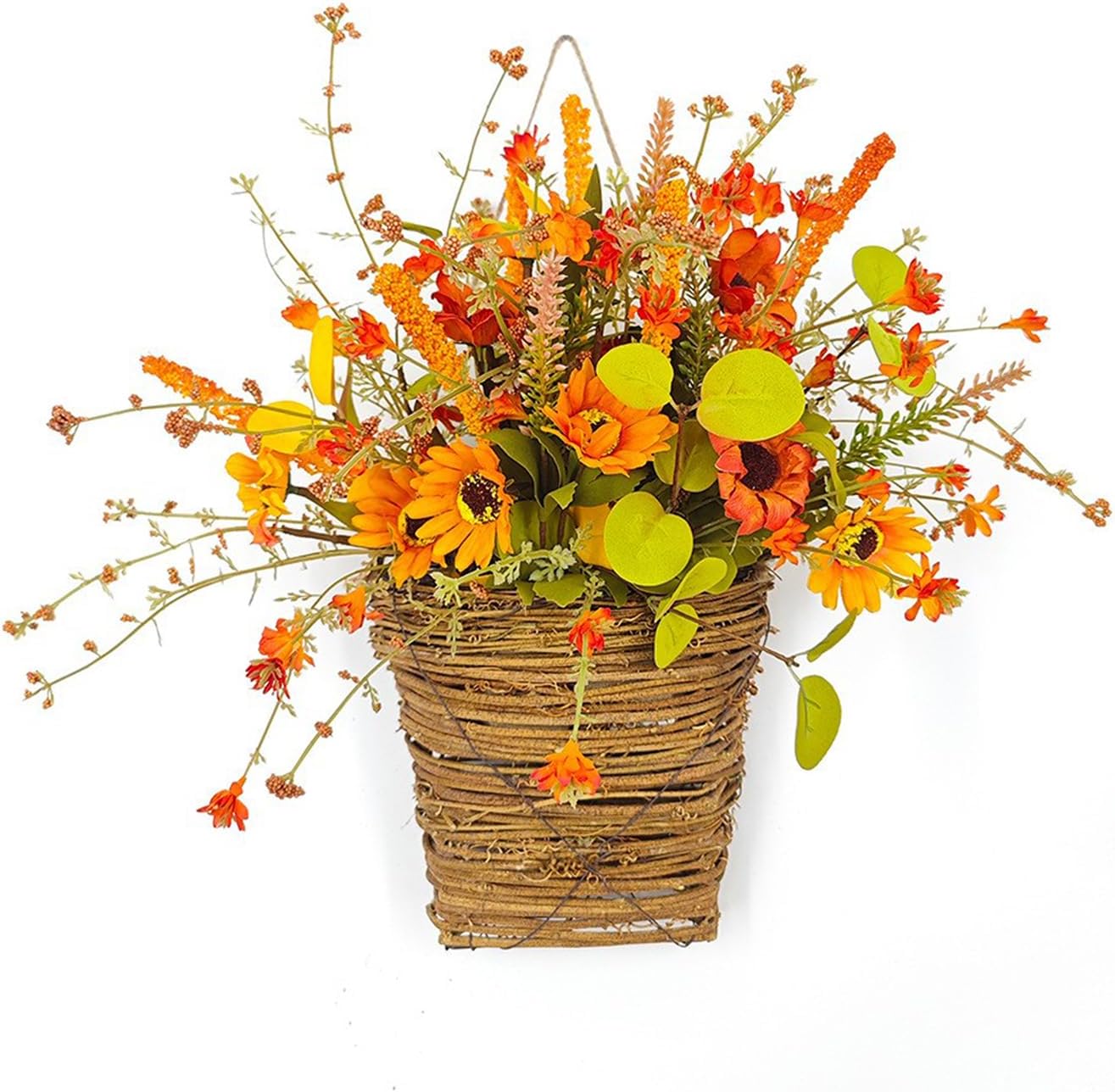 Fall Door Hanging Flower Basket Wreath 35cm