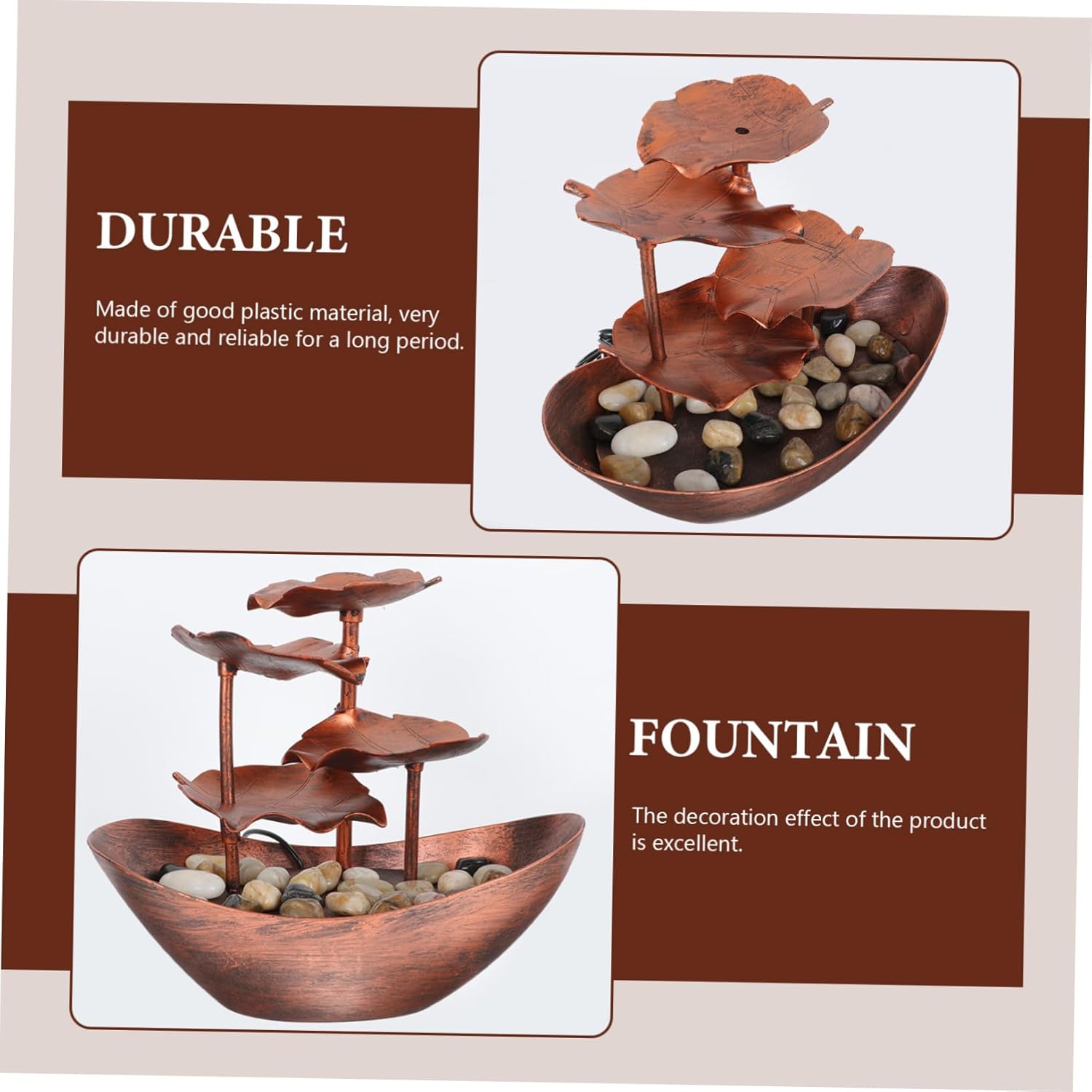Luxshiny Waterfall Decor Tabletop Fountain with LED Light