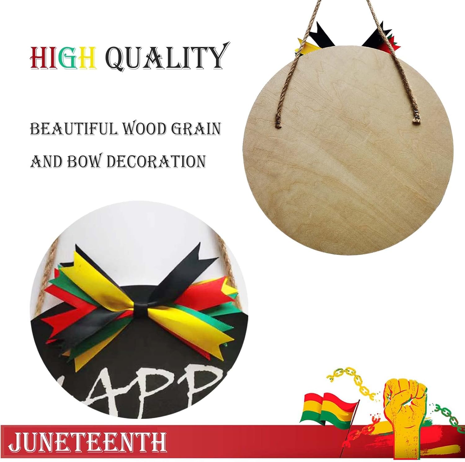 Happy Juneteenth Sign Wreath Front Decor