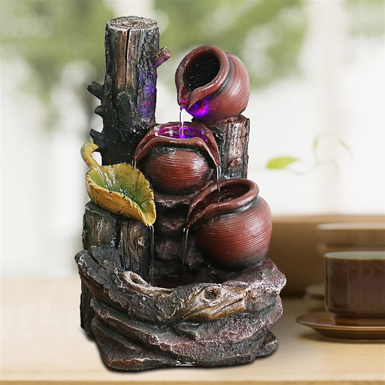 Dypasa Tabletop Fountain Resin Water Feature Indoor Zen Waterfall Decor