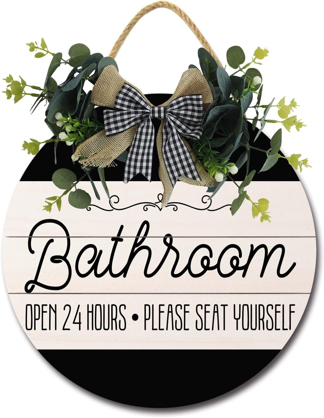 LERJIMUX Funny Bathroom Door Sign Wreath Decoration
