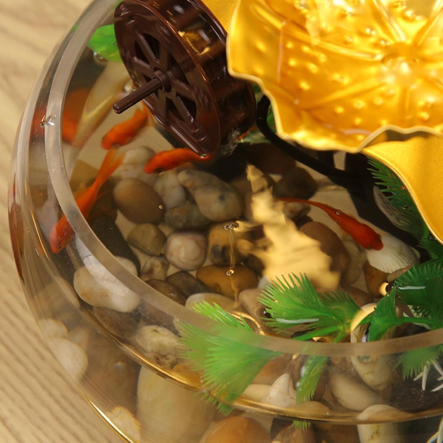 Modern Lotus Leaf Tabletop Fountain with LED Light and Decorative Butterfly