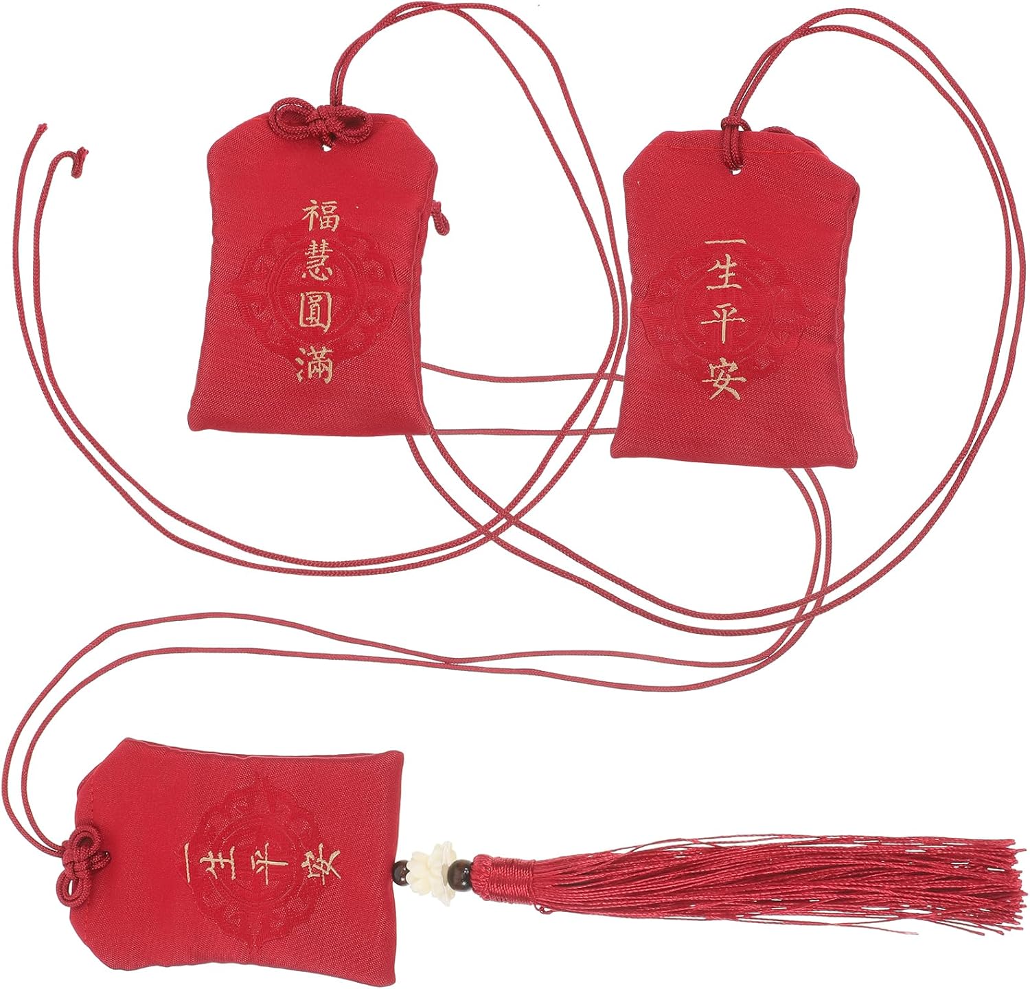 LOGOFUN 3pcs Red Chinese Style Scent Sachet with Tassel