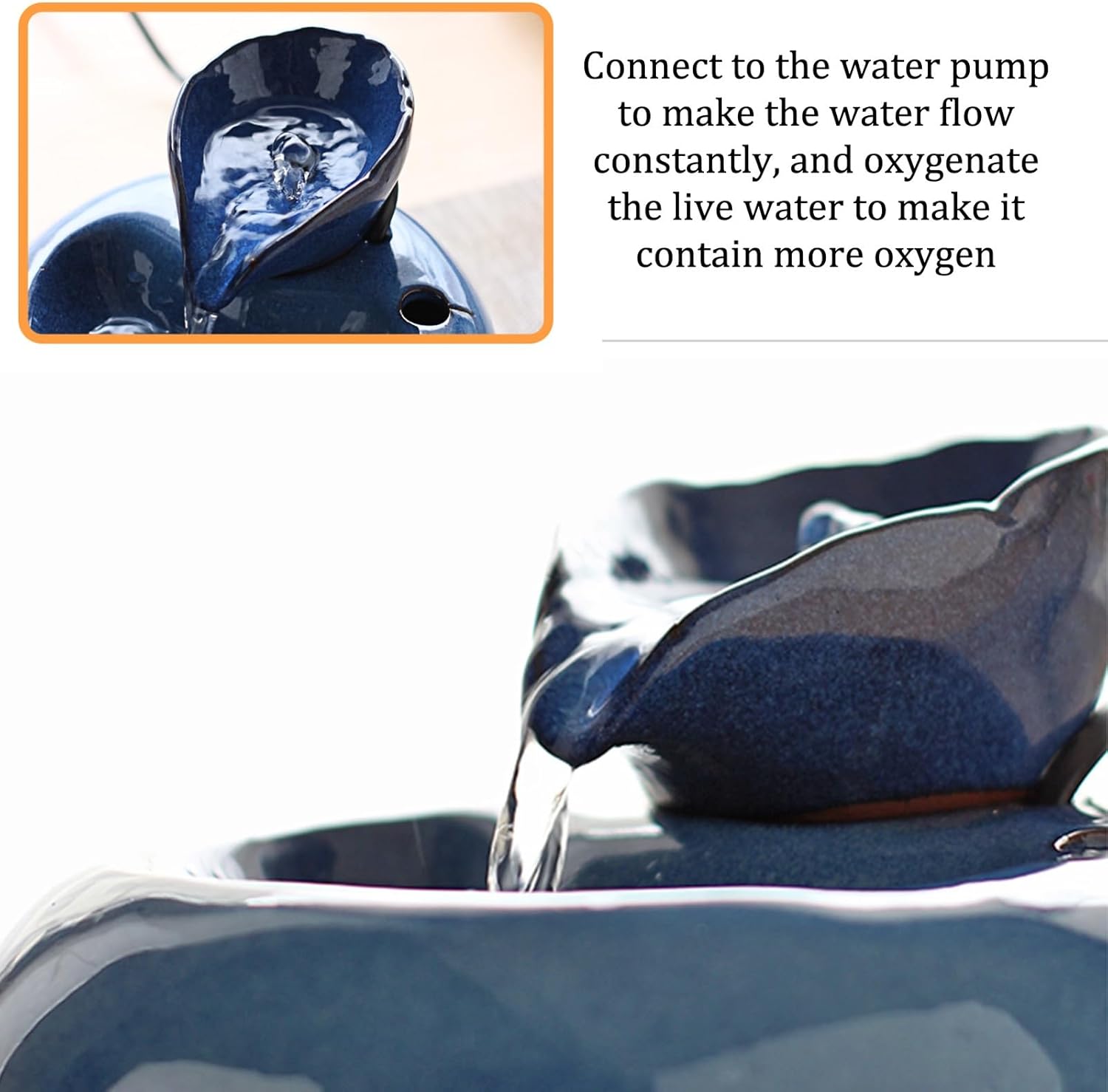 Ceramic Mini Waterfall Fountain Pet Office Humidifier