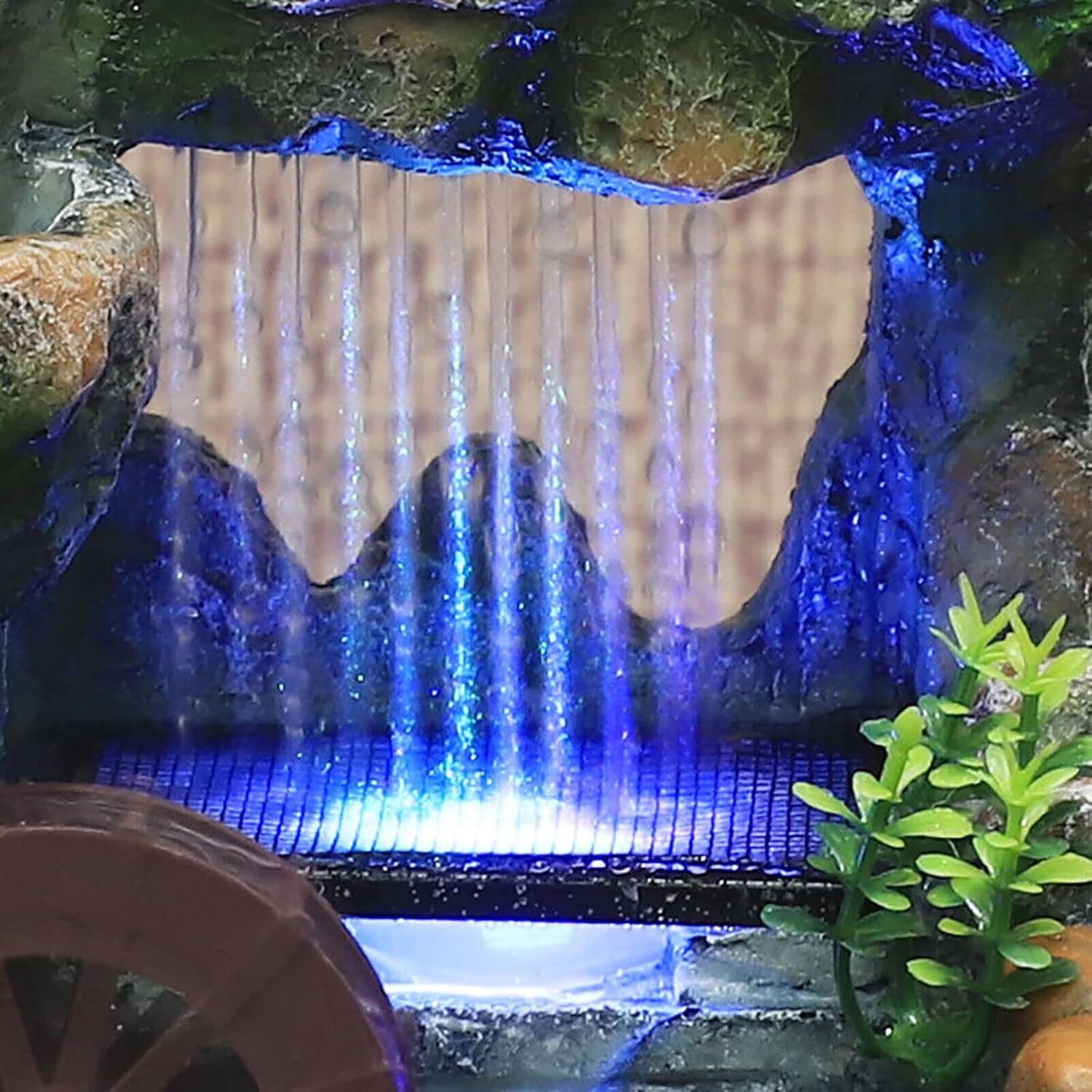 Indoor Water Fountain with LED Light Cascading Feng Shui Waterfall Ornament 118 Inch Desktop Decor