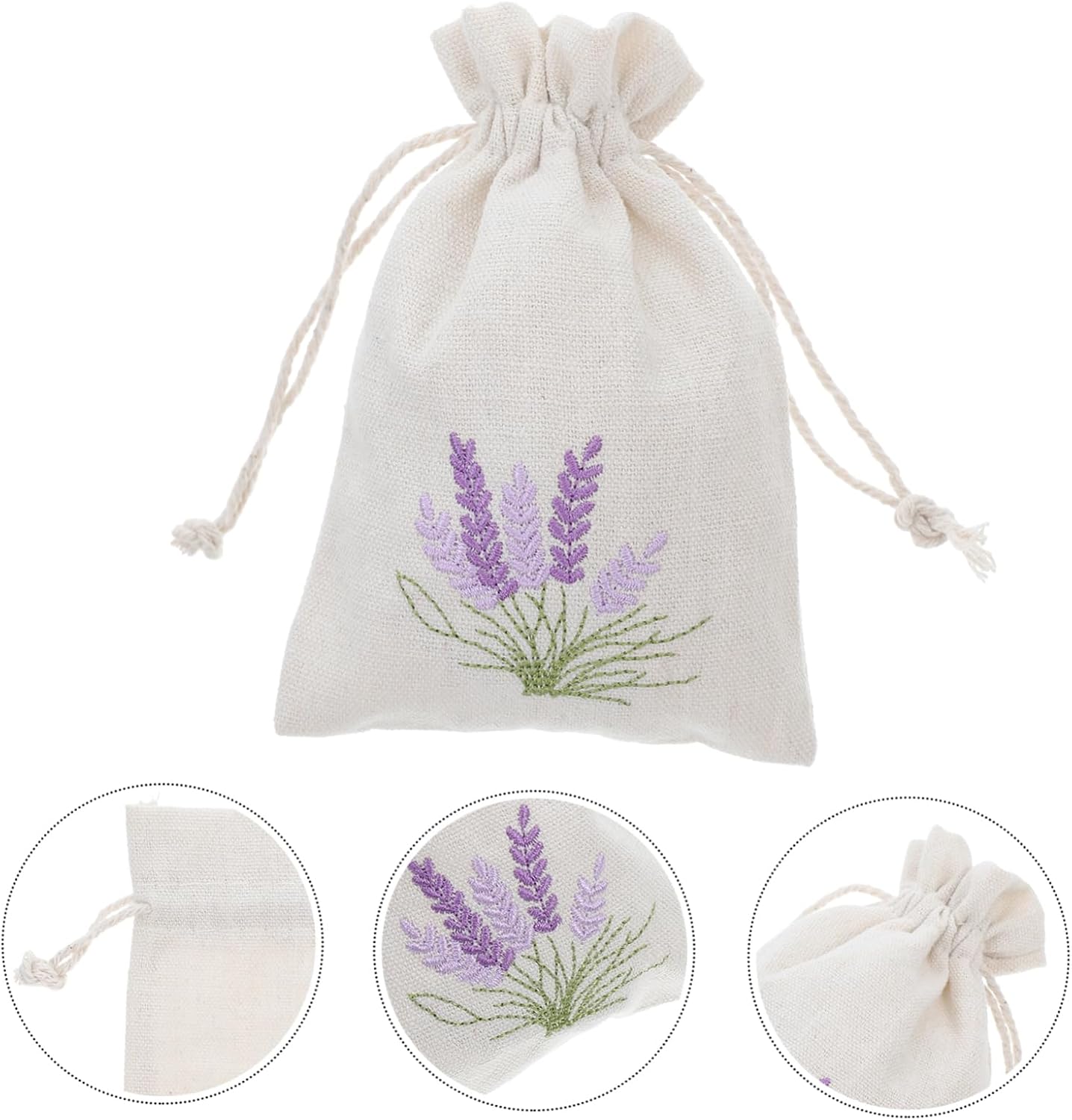 Cabilock Lavender Cotton Drawstring Sachet Bags 10 Pack