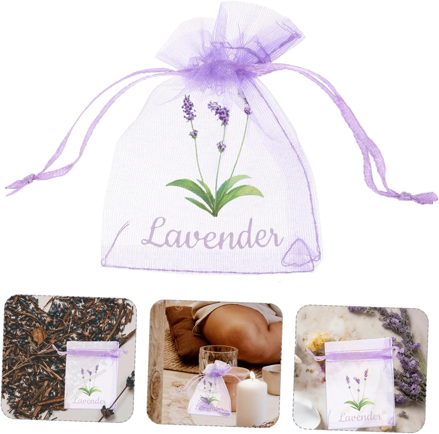 VICASKY 20Pcs Lavender Sachet Bags Breathable Mesh Drawstring Pouches for Organizing Herbs Clothes and Household Items