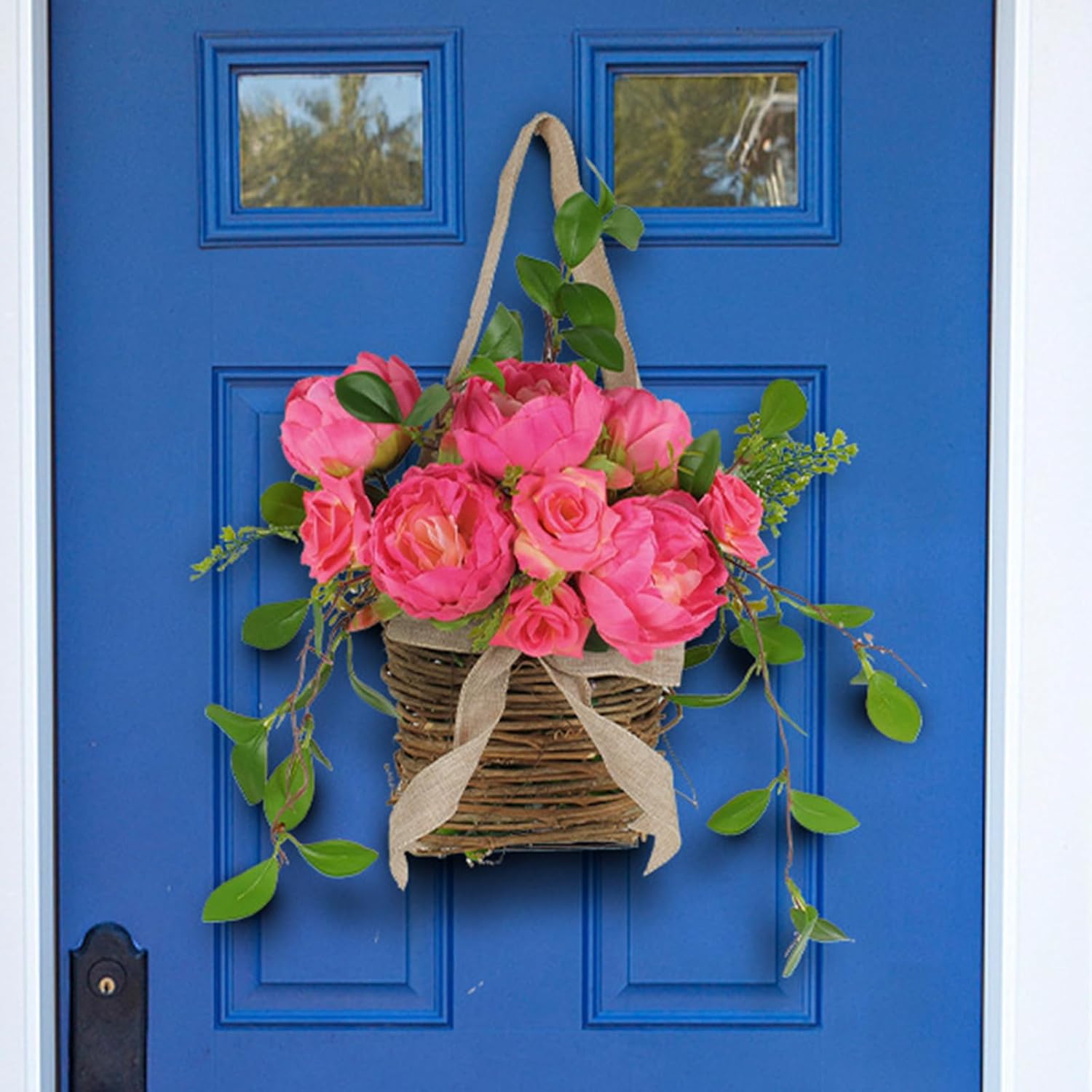 Realistic Rose Flower Door Wreath Spring Decor