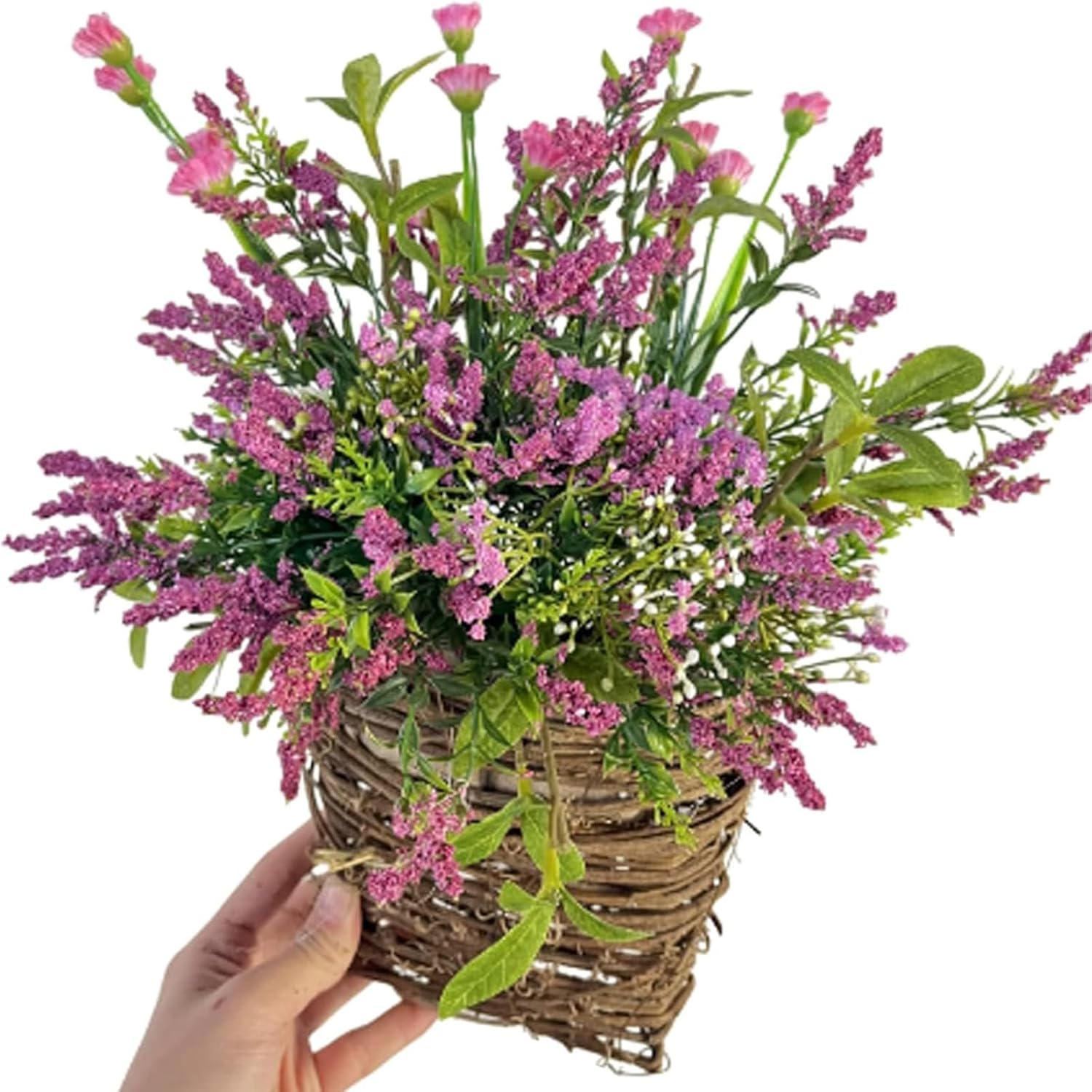 Hydrangea Door Hanging Basket Wreath - Pink Durable and Elegant