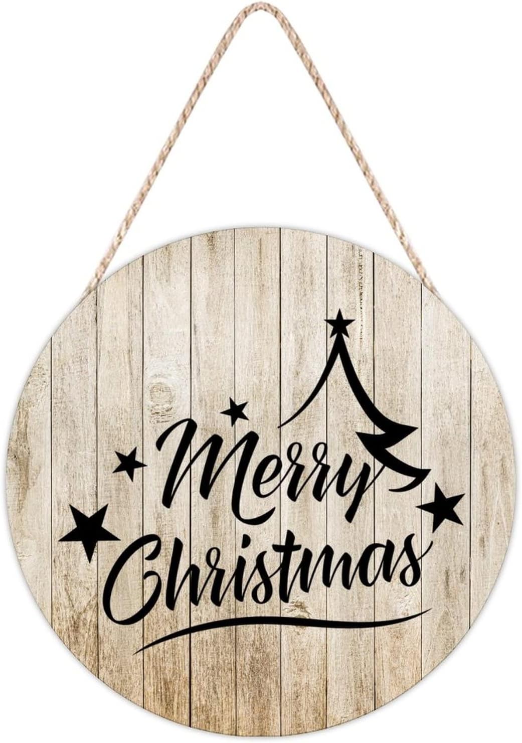 Farmhouse Front Door Hanger Christmas Decor Round Wood Sign Funny 10x10
