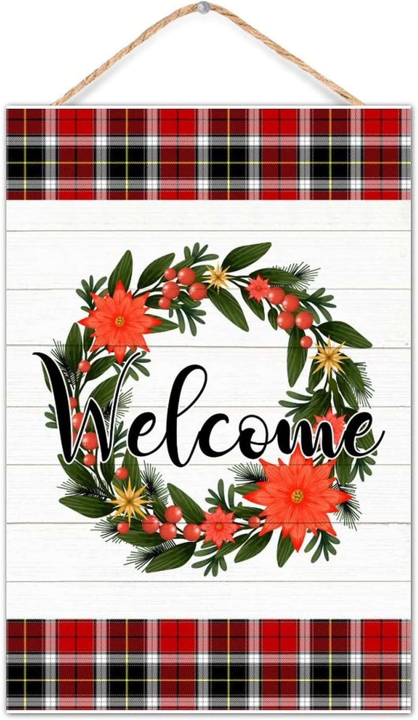 Welcome Winter Door Hanger Wreath Porch Sign