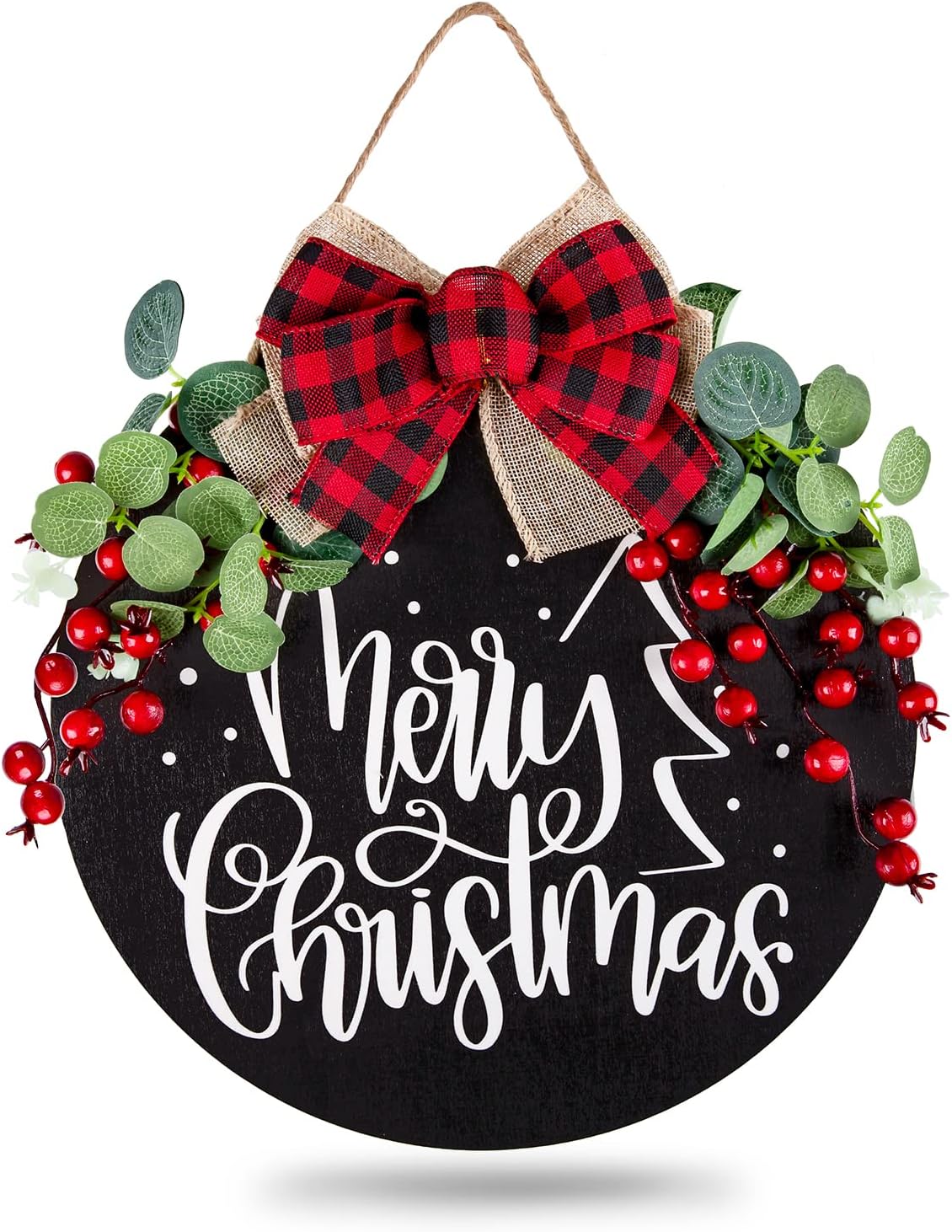 Whaline Christmas Wooden Door Wreath Decoration